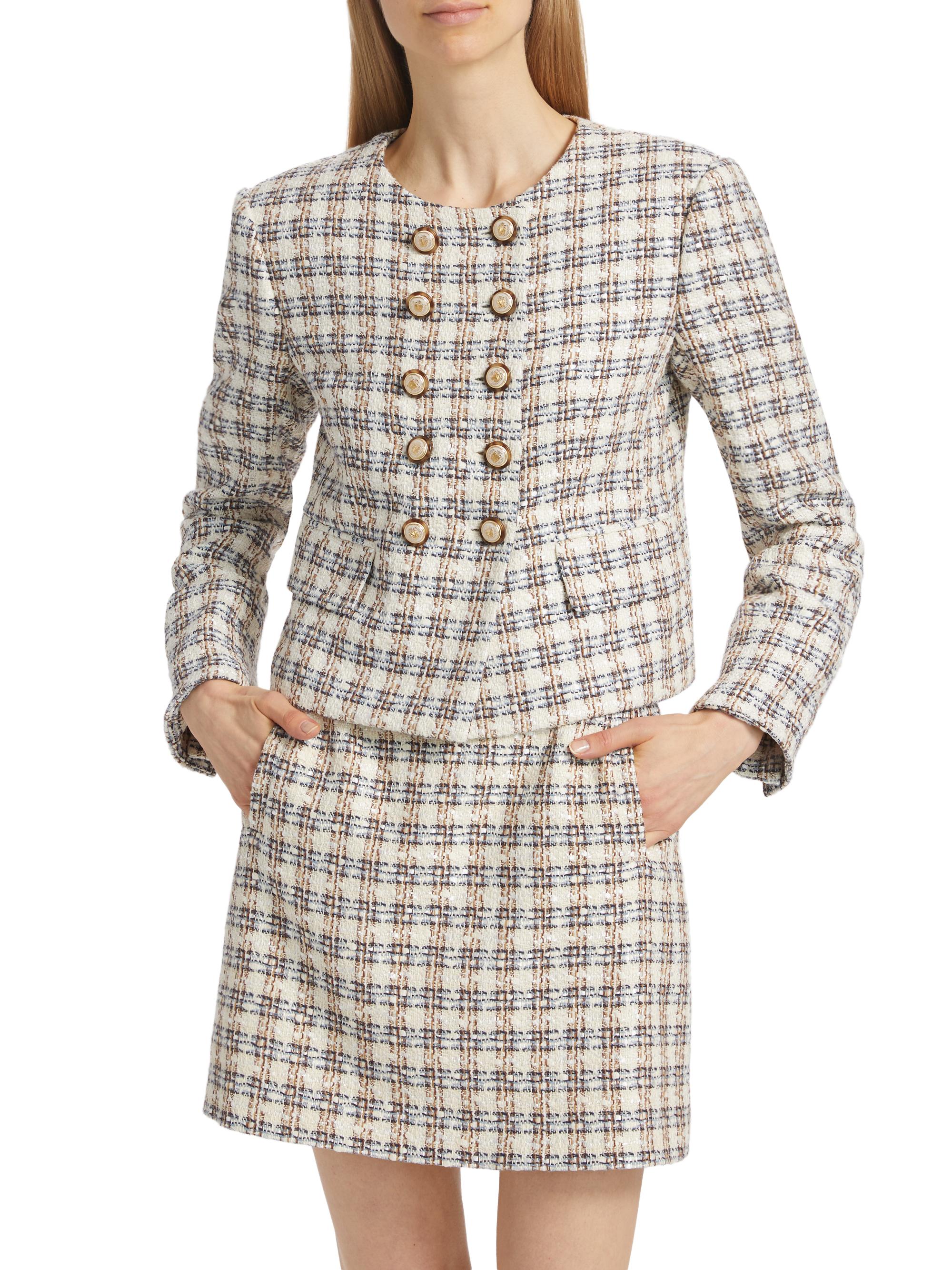 Veronica Beard Bentley Check Tweed Crop Jacket | Saks Fifth Avenue