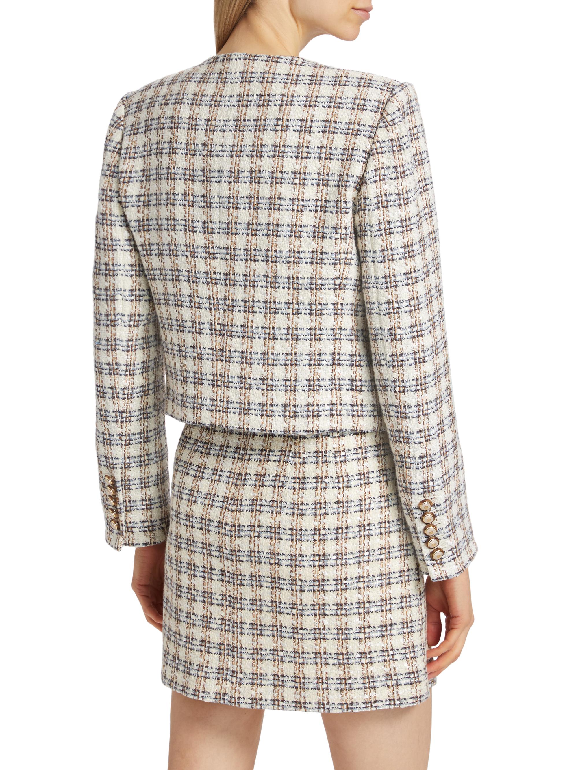 Veronica Beard Bentley Check Tweed Crop Jacket | Saks Fifth Avenue
