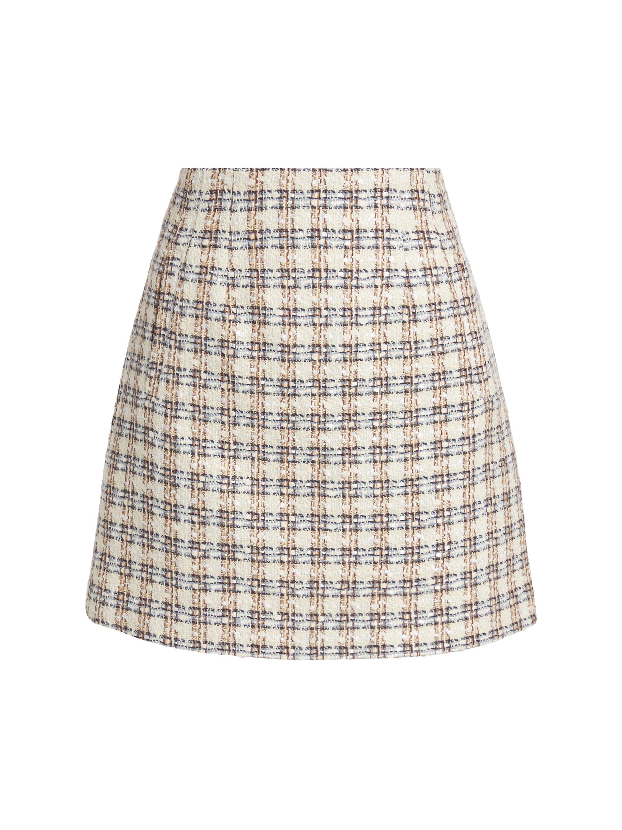 Veronica Beard Women's Roman Check Tweed Miniskirt -  Camel