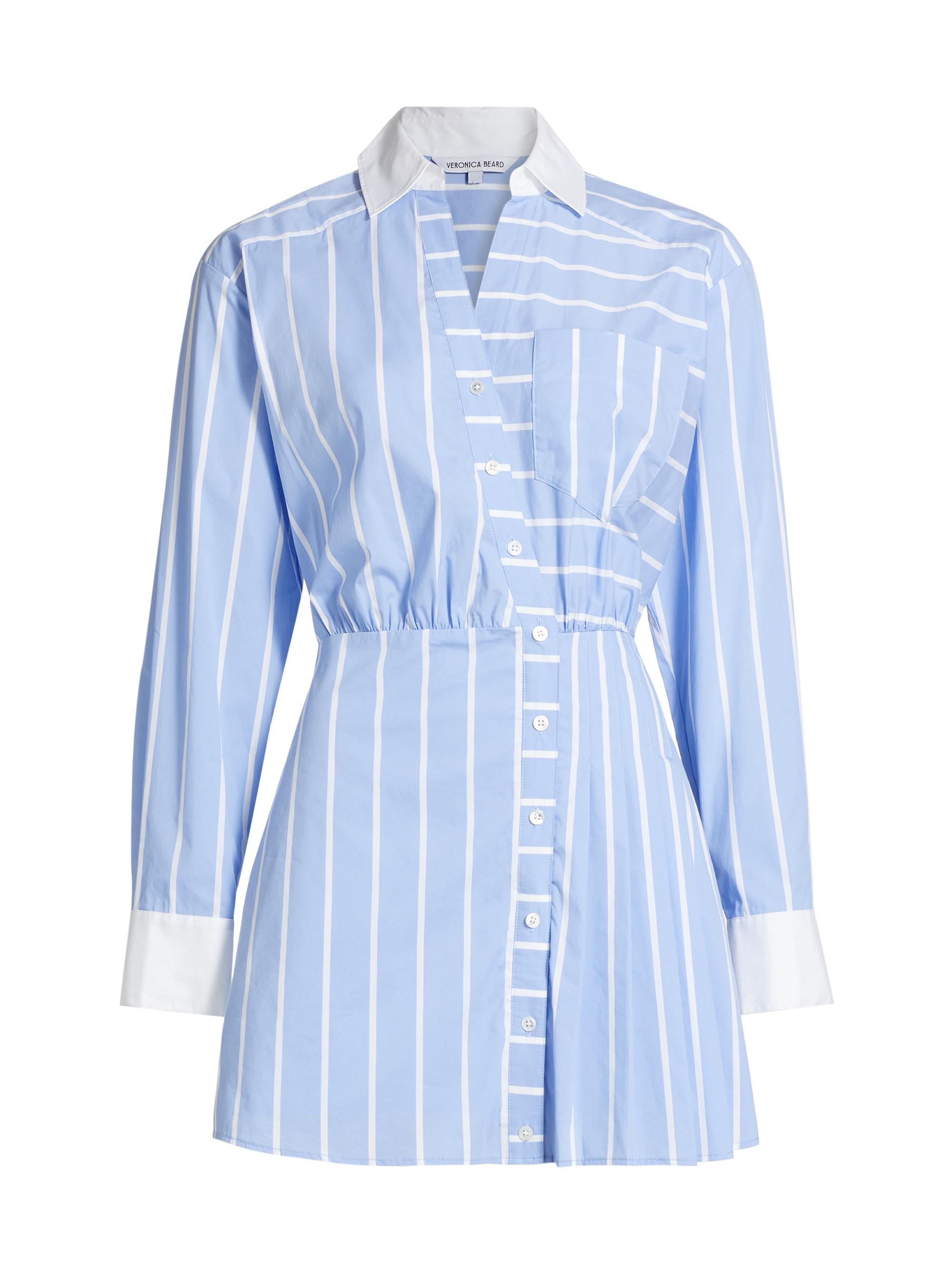 Veronica Beard Women's Poppe Striped Shirtdress - Hydrangea White