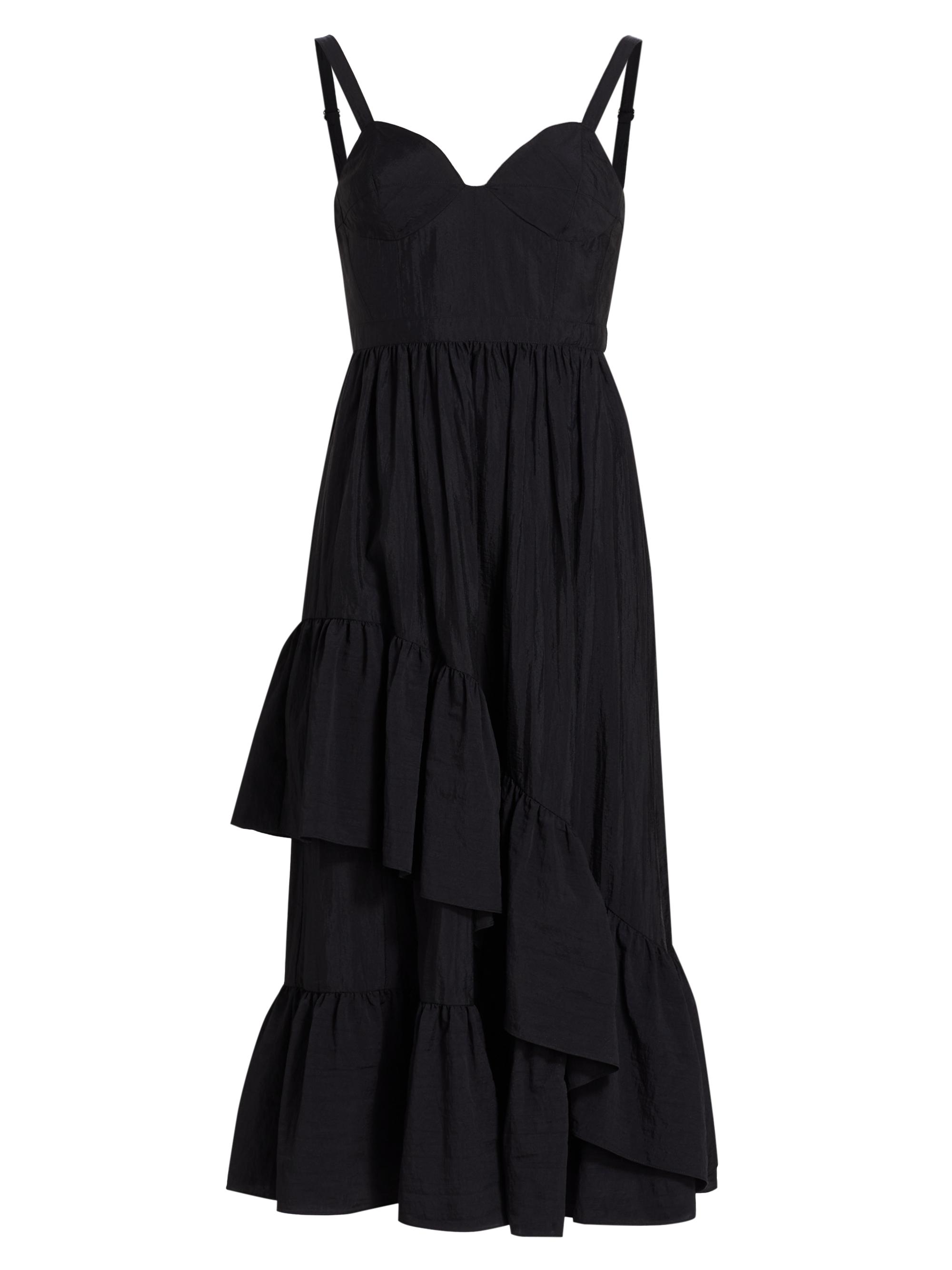 Cinq à Sept Women's Amy Asymmetric Ruffle Midi-Dress - Black