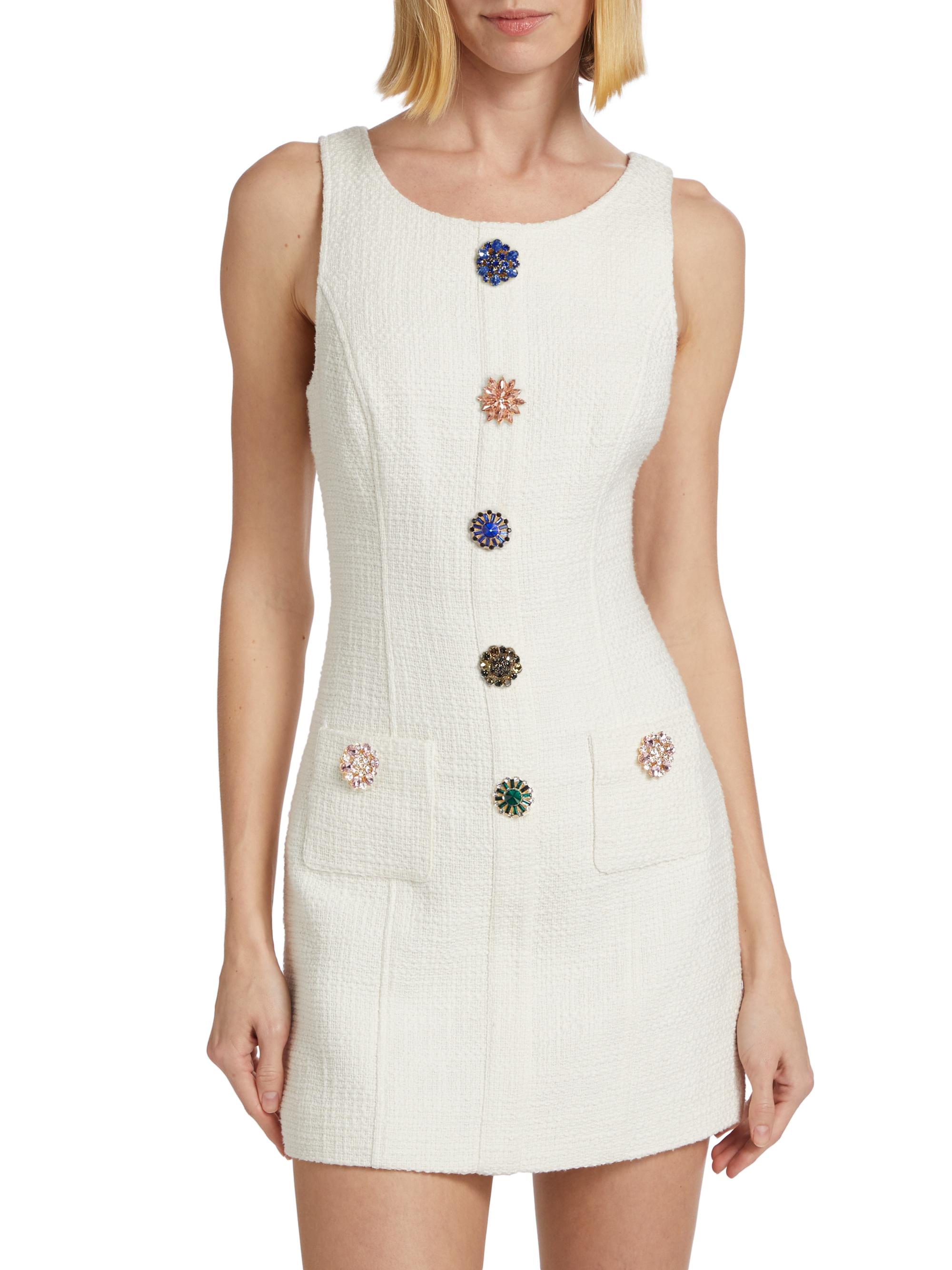 Cinq à Sept Randi Embellished Button Tweed Dress | Saks Fifth Avenue