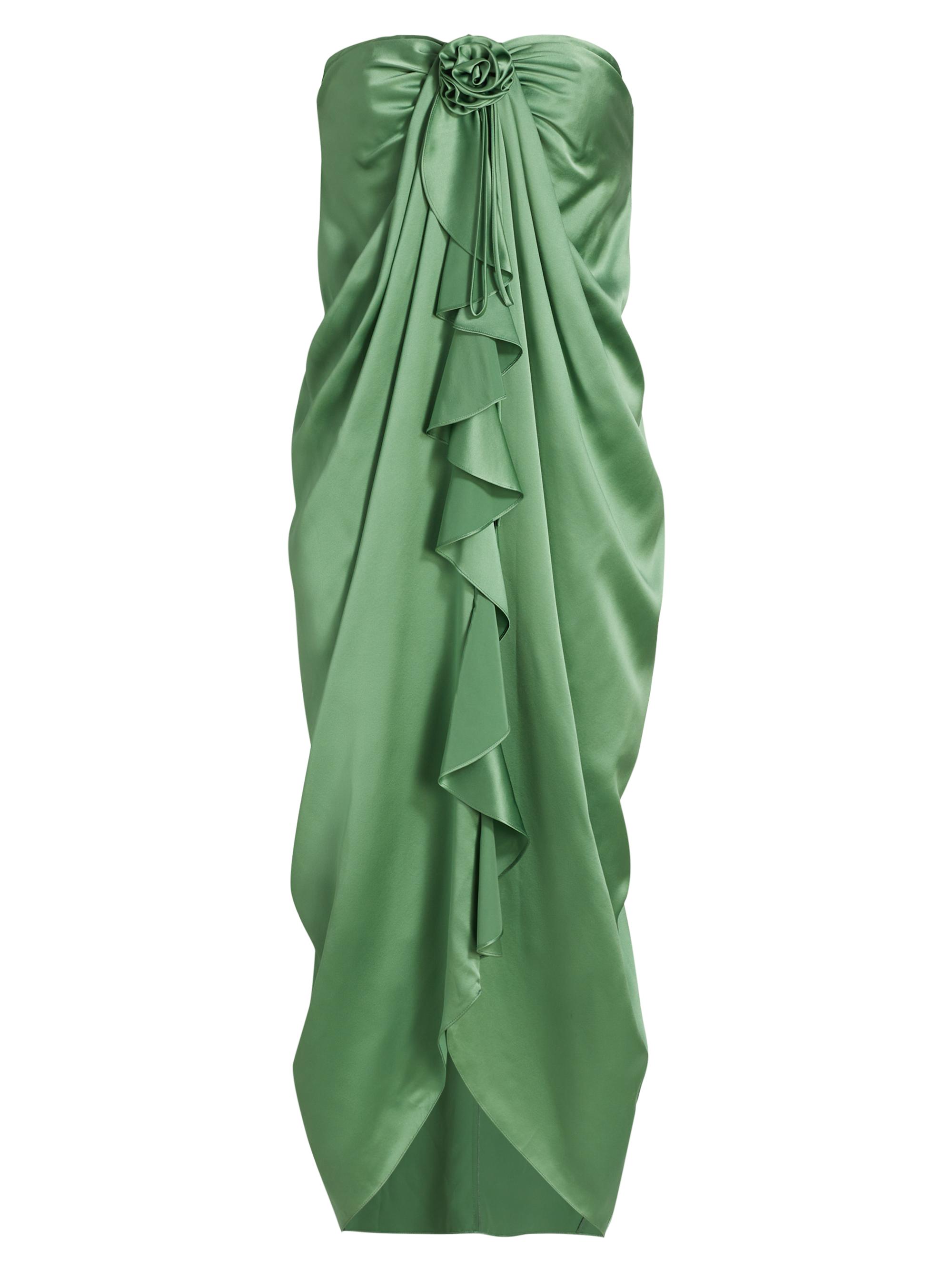 CINQ A SEPT Women's Meredith Silk Rosette & Ruffle Dress - Sea Palm