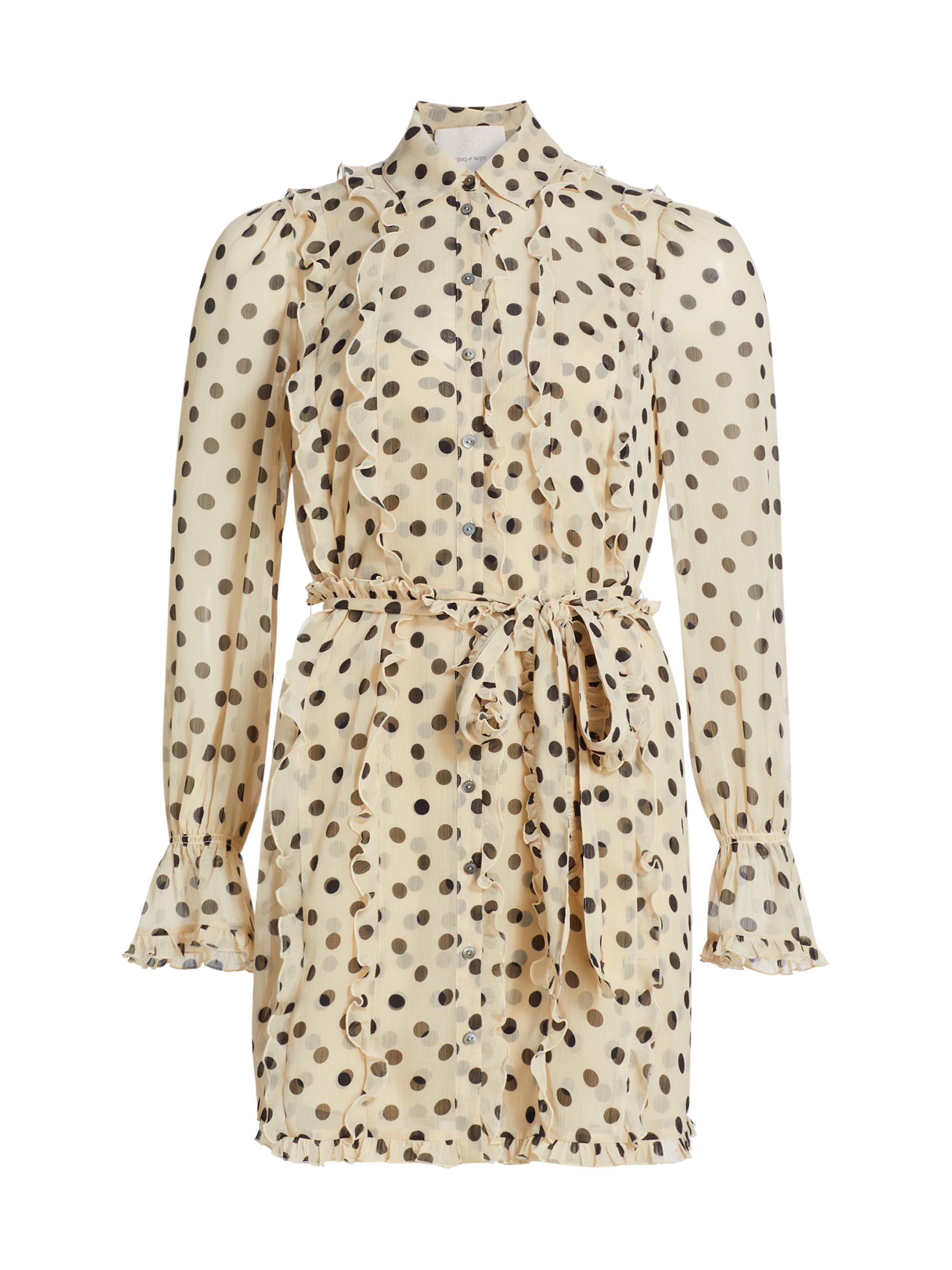 CINQ A SEPT Women's Estelle Polka Dot Dress - Gardenia Black