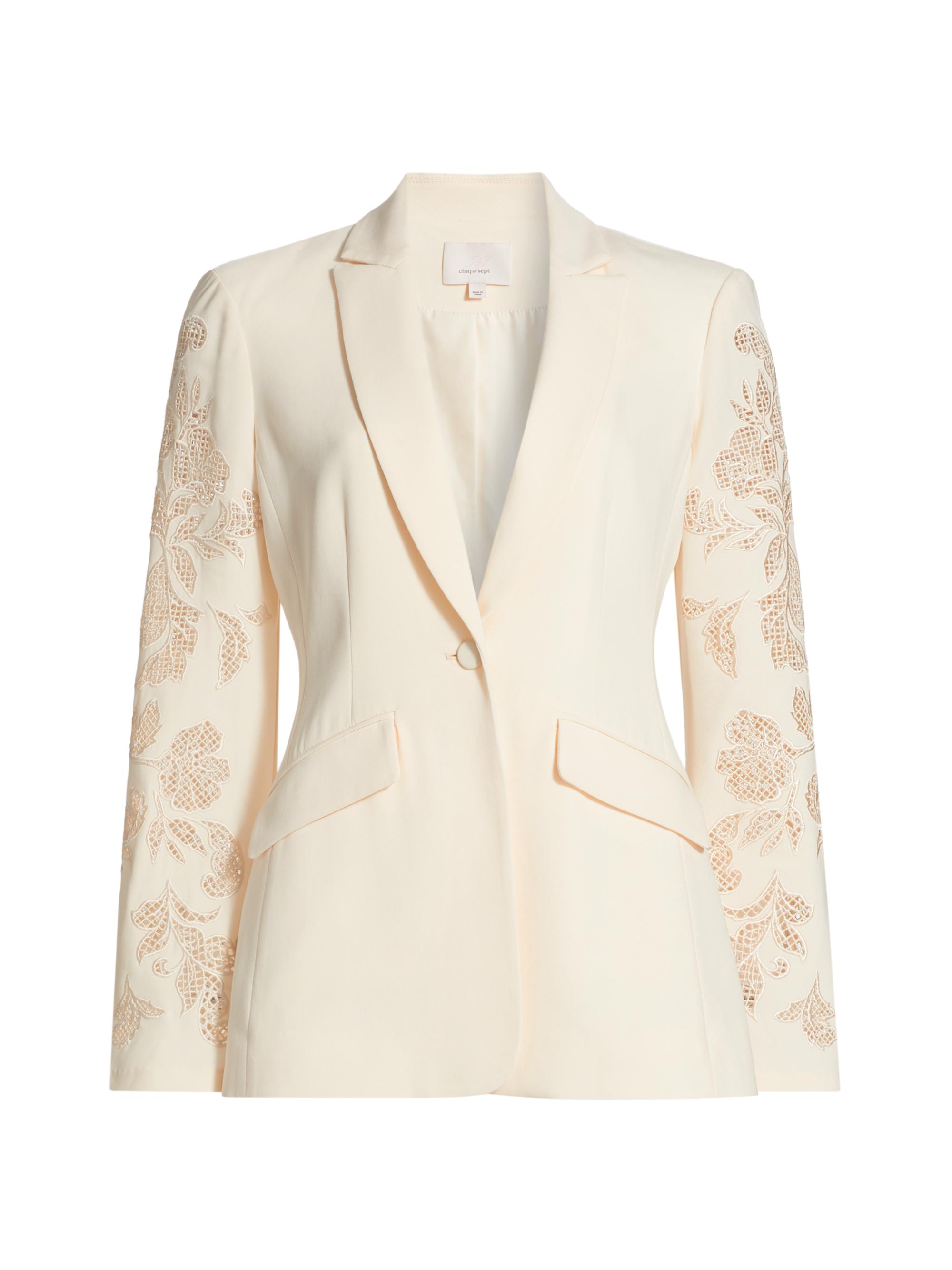 CINQ A SEPT Women's Cheyenne Paisley Embroidered Blazer - Gardenia