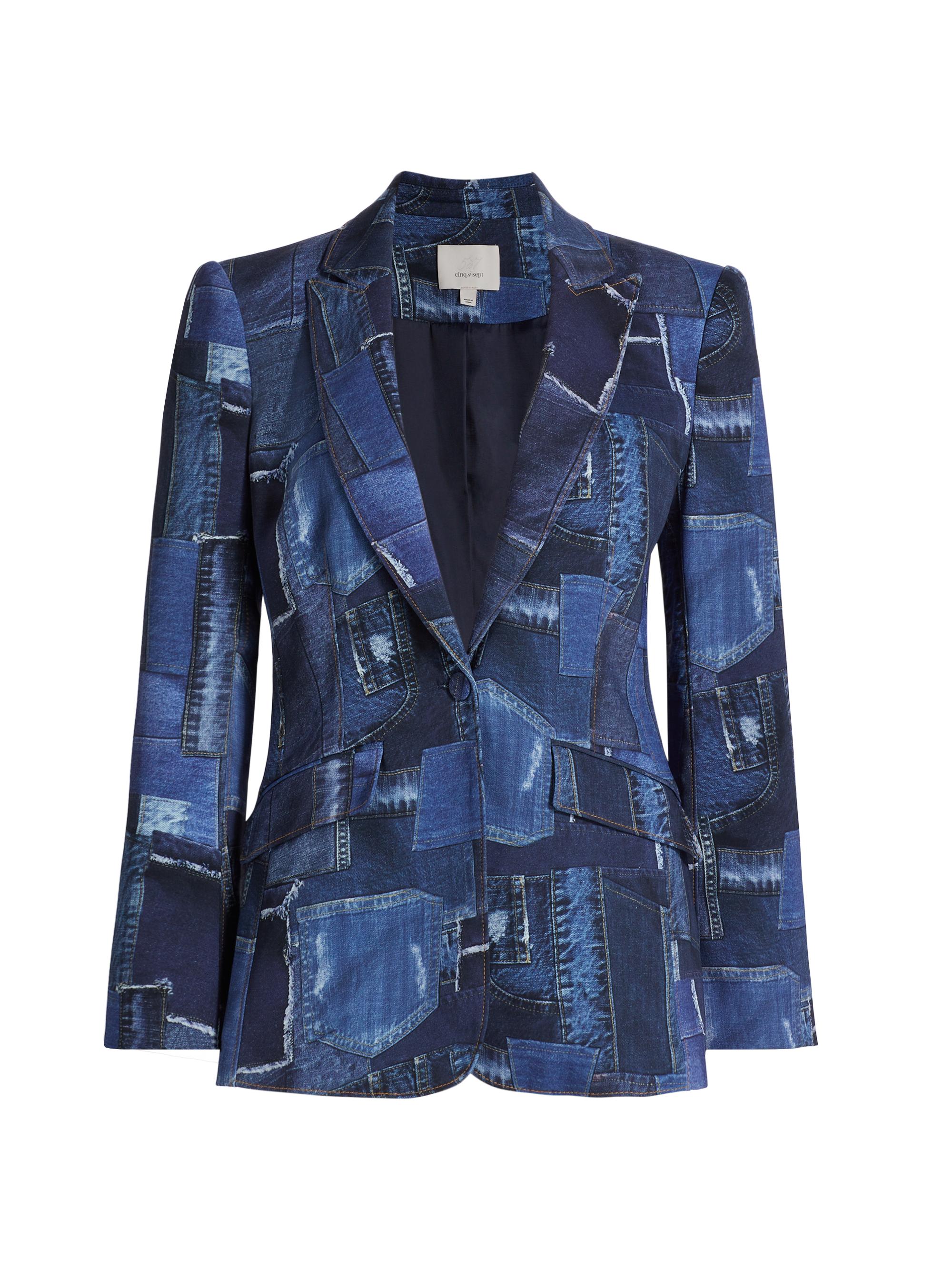 CINQ A SEPT Women's Cheyenne Photoreal Denim Blazer - Indigo Multi