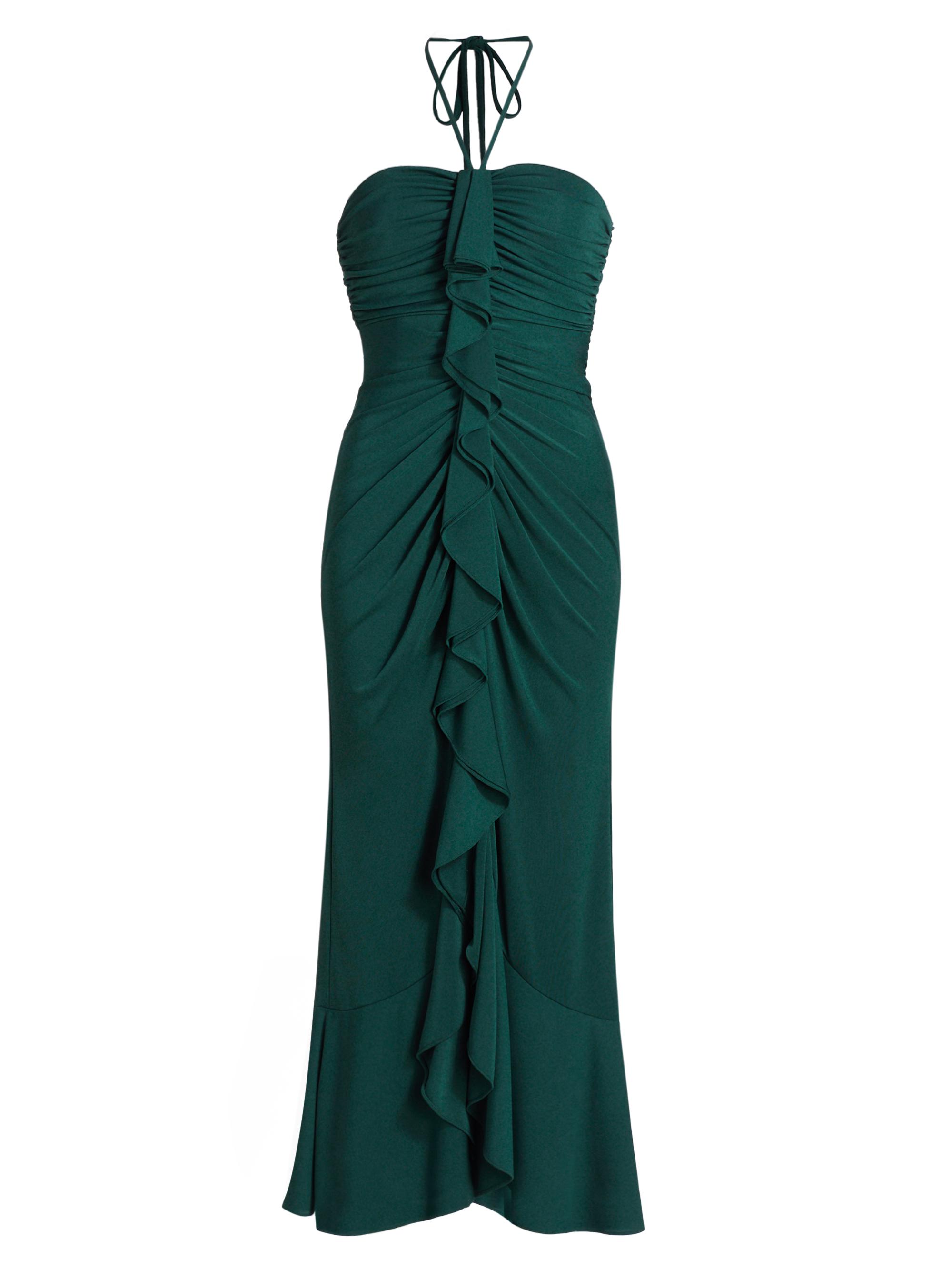 CINQ A SEPT Women's Zenni Ruffle Midi-Dress - Green Onyx