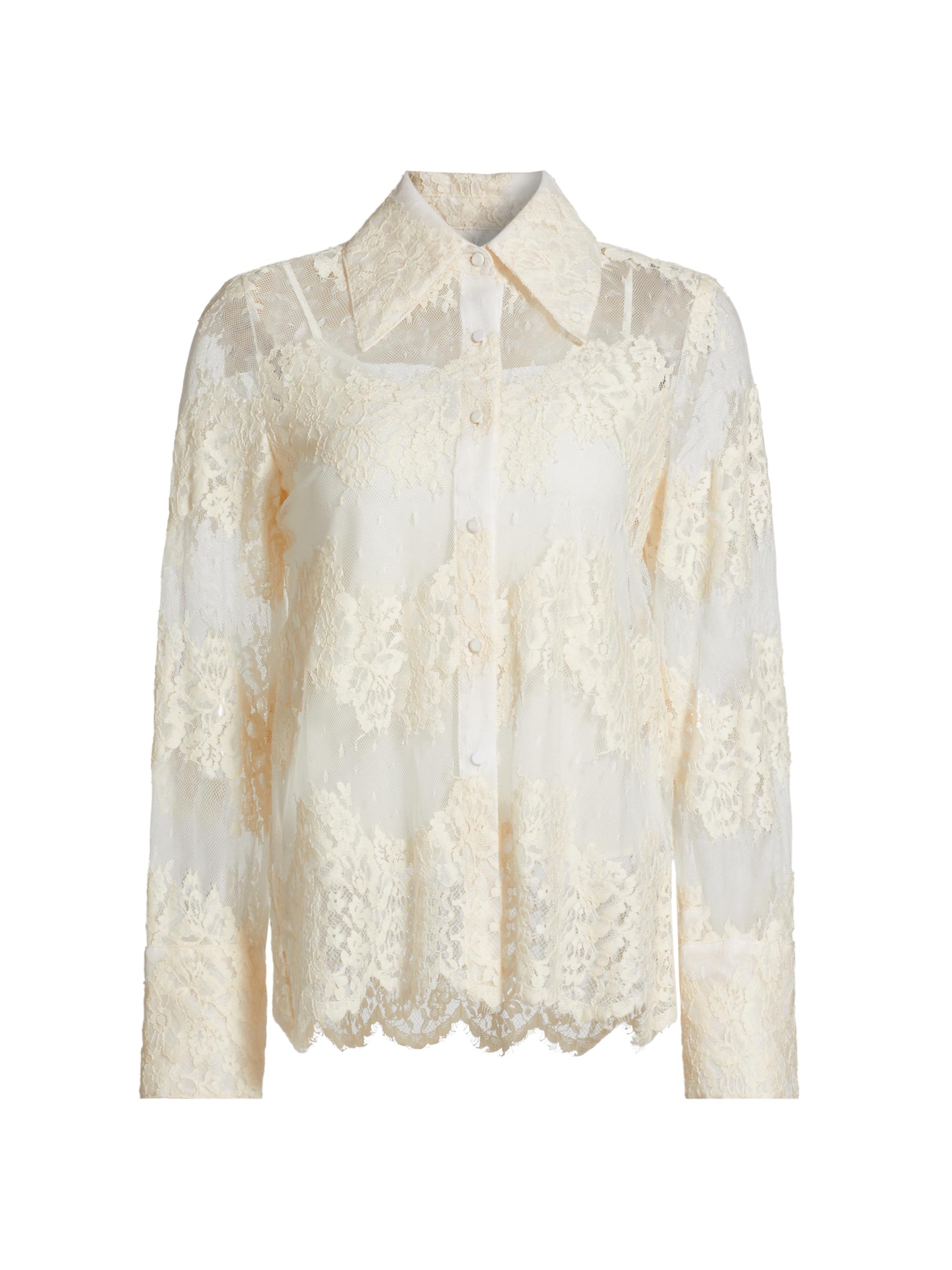 CINQ A SEPT Women's Missy Floral Lace Shirt - Gardenia