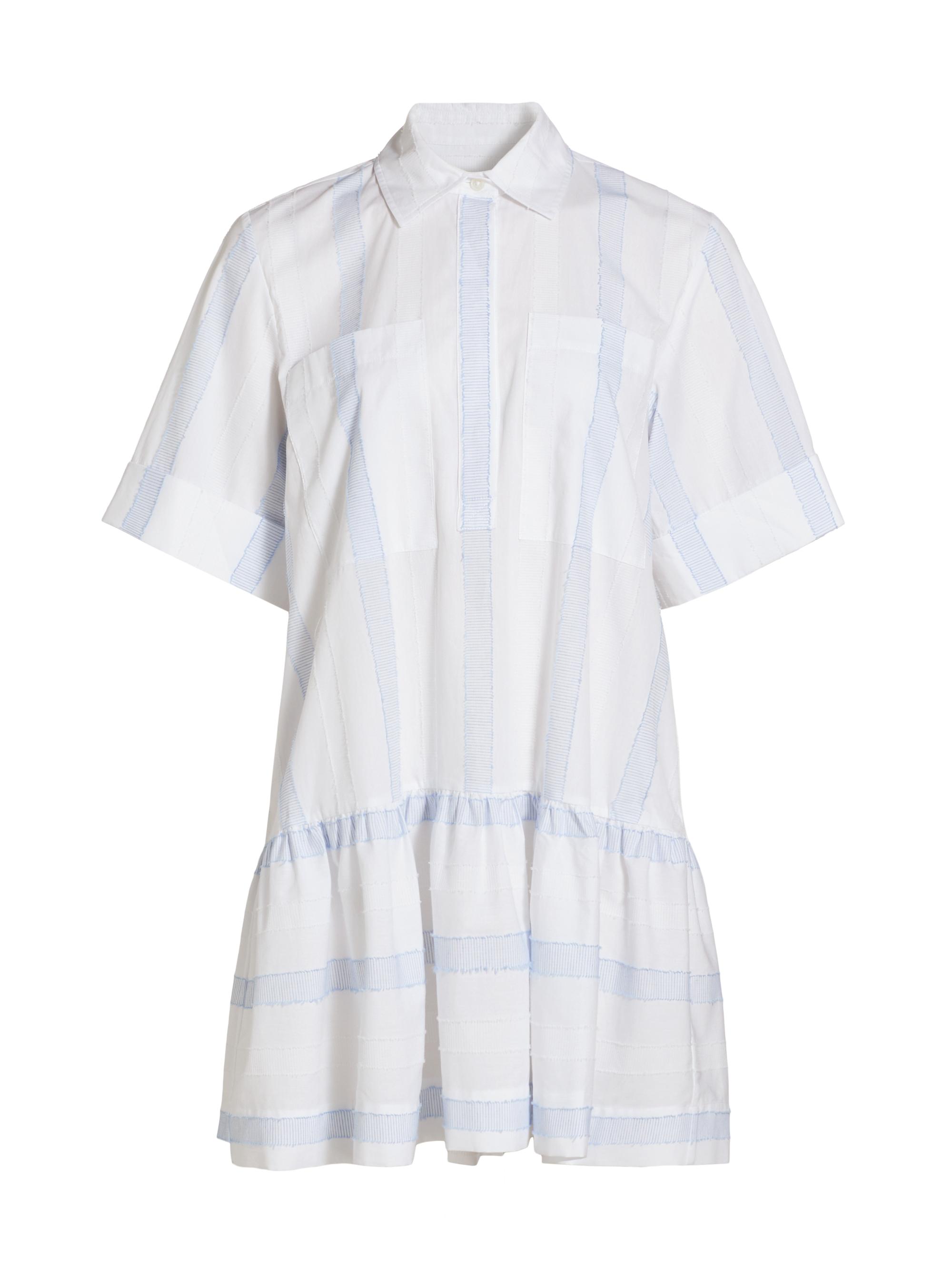 SIMKHAI Women's Cris Paneled Swing Shirtdress - Blue Stripe Multi