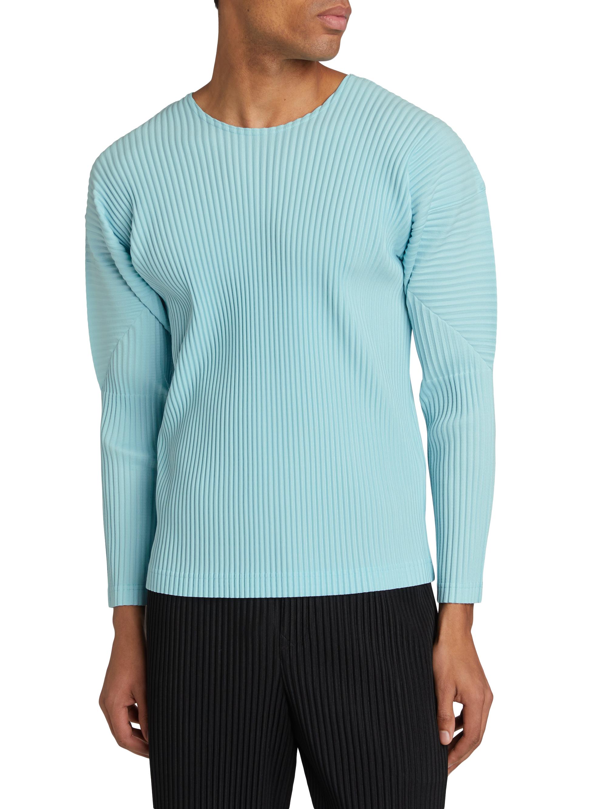 HOMME PLISSE ISSEY MIYAKE 長袖Tシャツ ブルー Homme Plissé Issey Miyake Men's Pleated Long Sleeve T-Shirt