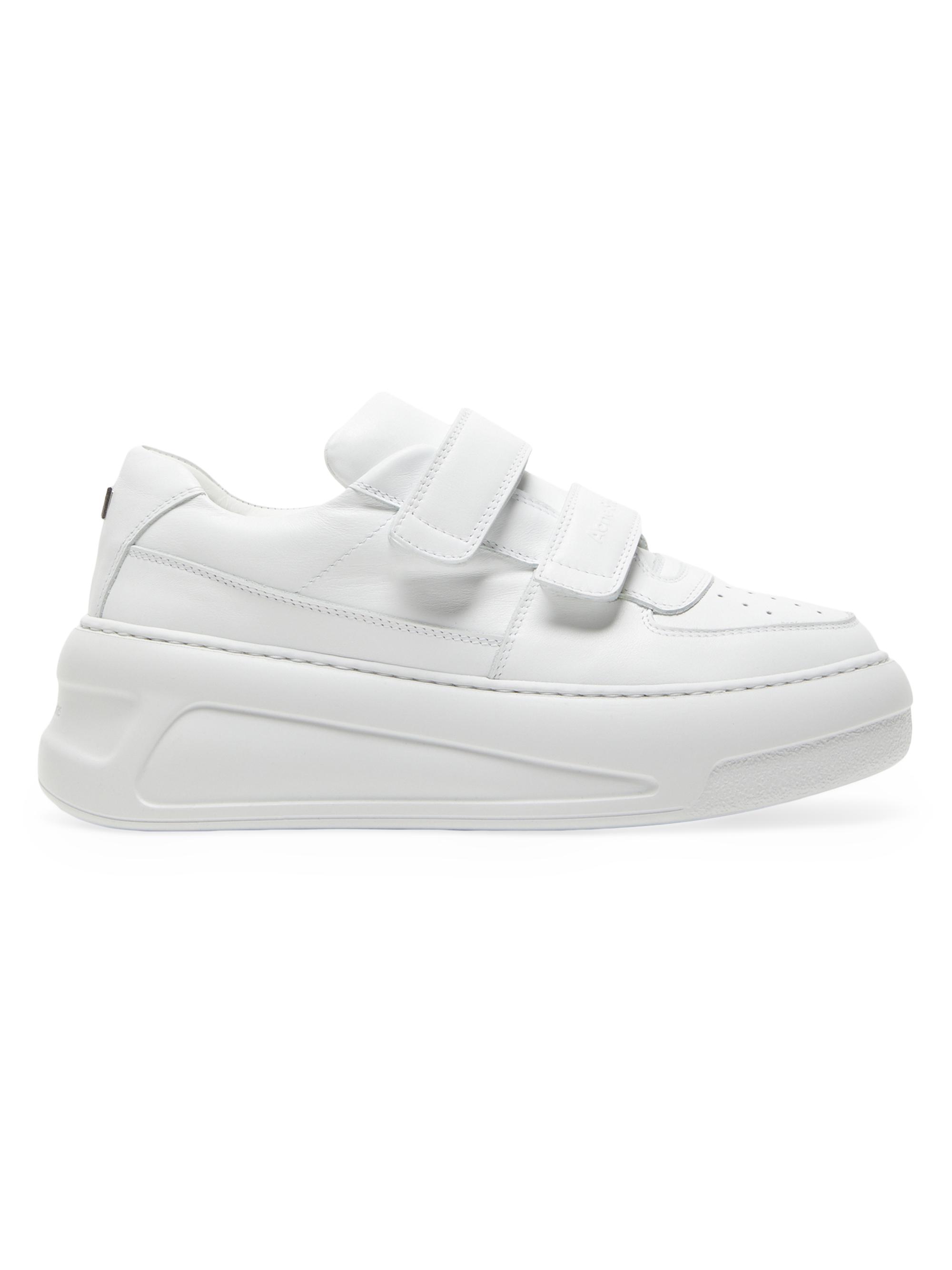 Acne Studios Men's Steffey Leather Hook-and-Loop Sneakers - White