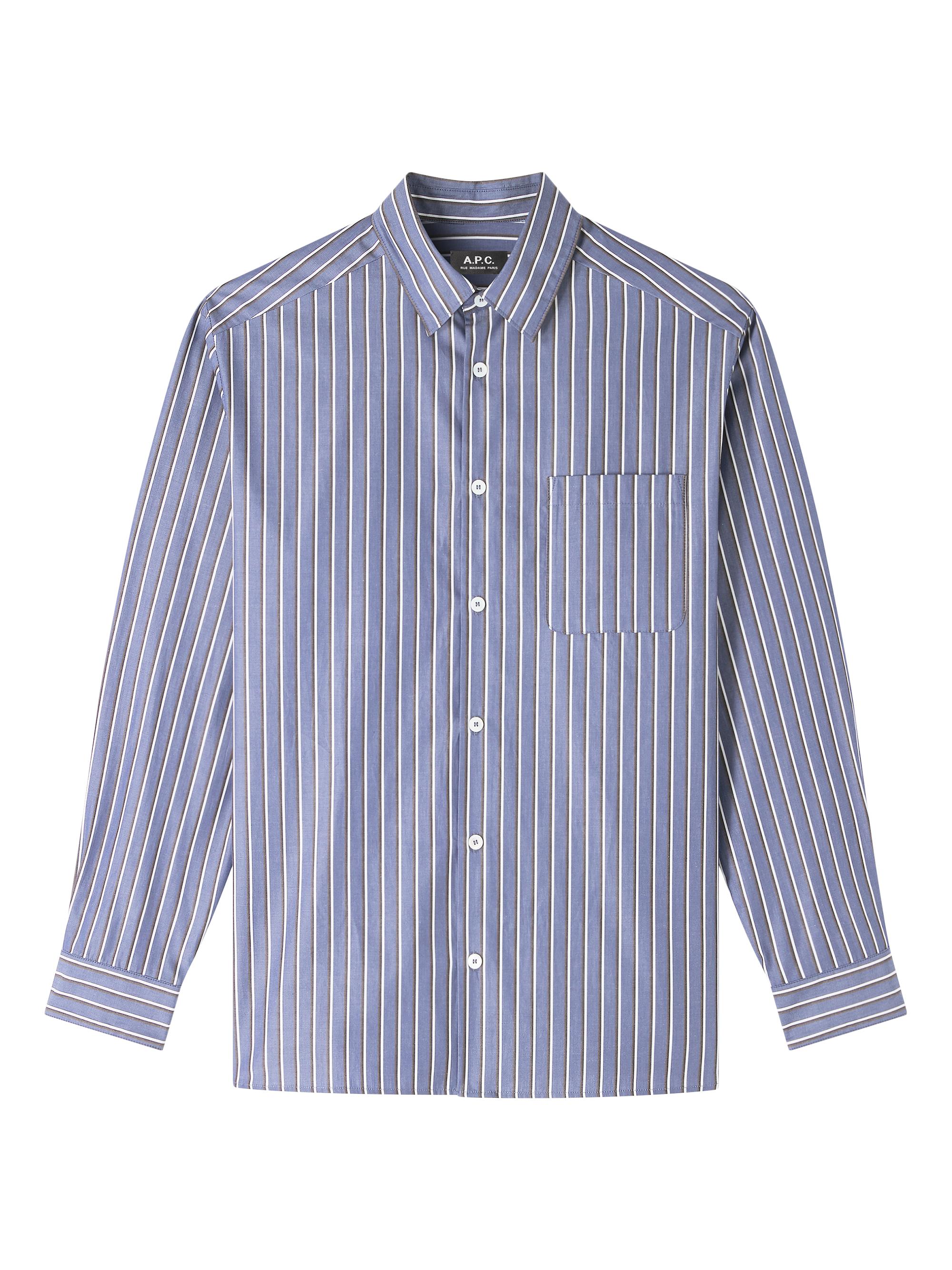 A.P.C. Men's Malo Striped Cotton Poplin Shirt - Dark Navy