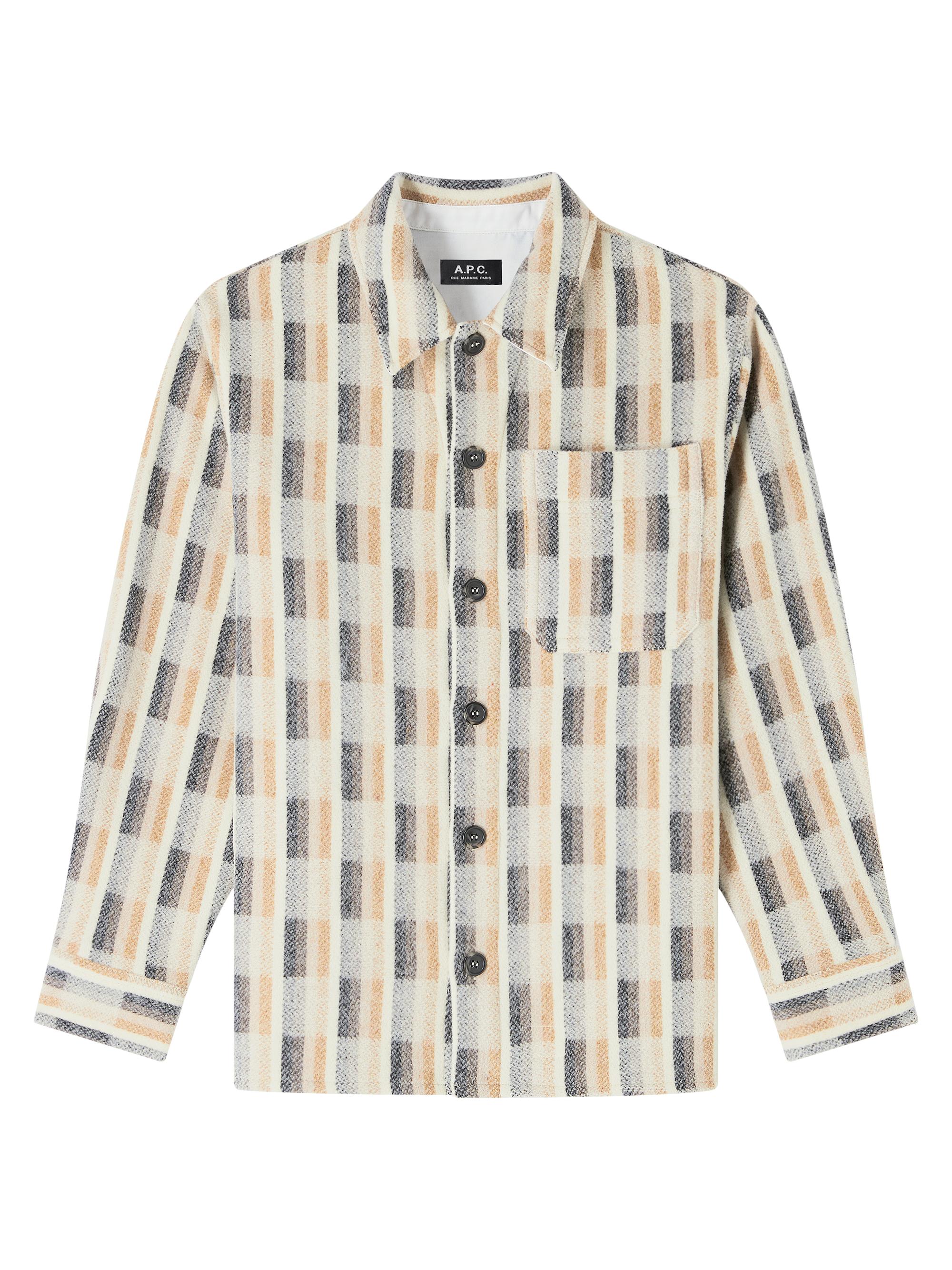 A.P.C. Men's Stanley Printed Wool Button-Front Shirt - Beige