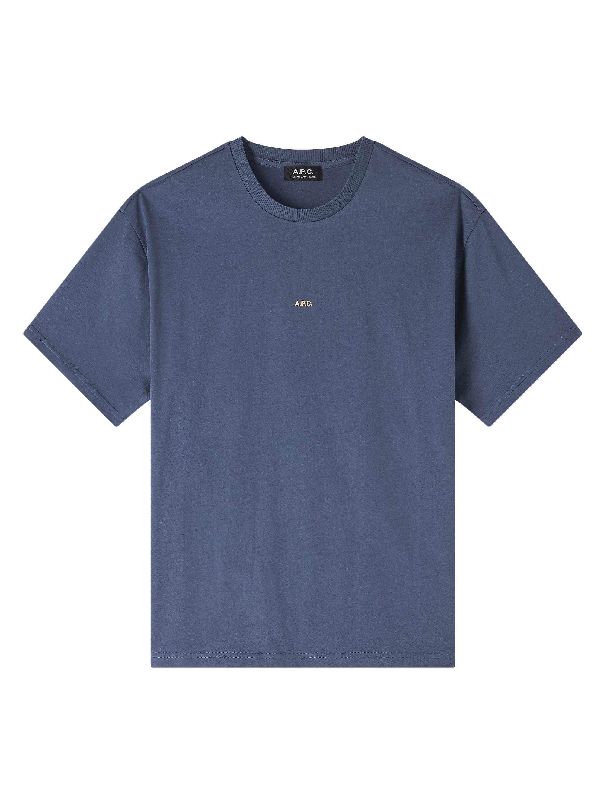 A.P.C. Men's Micro Logo Boxy T-Shirt - Steel Blue Jaune