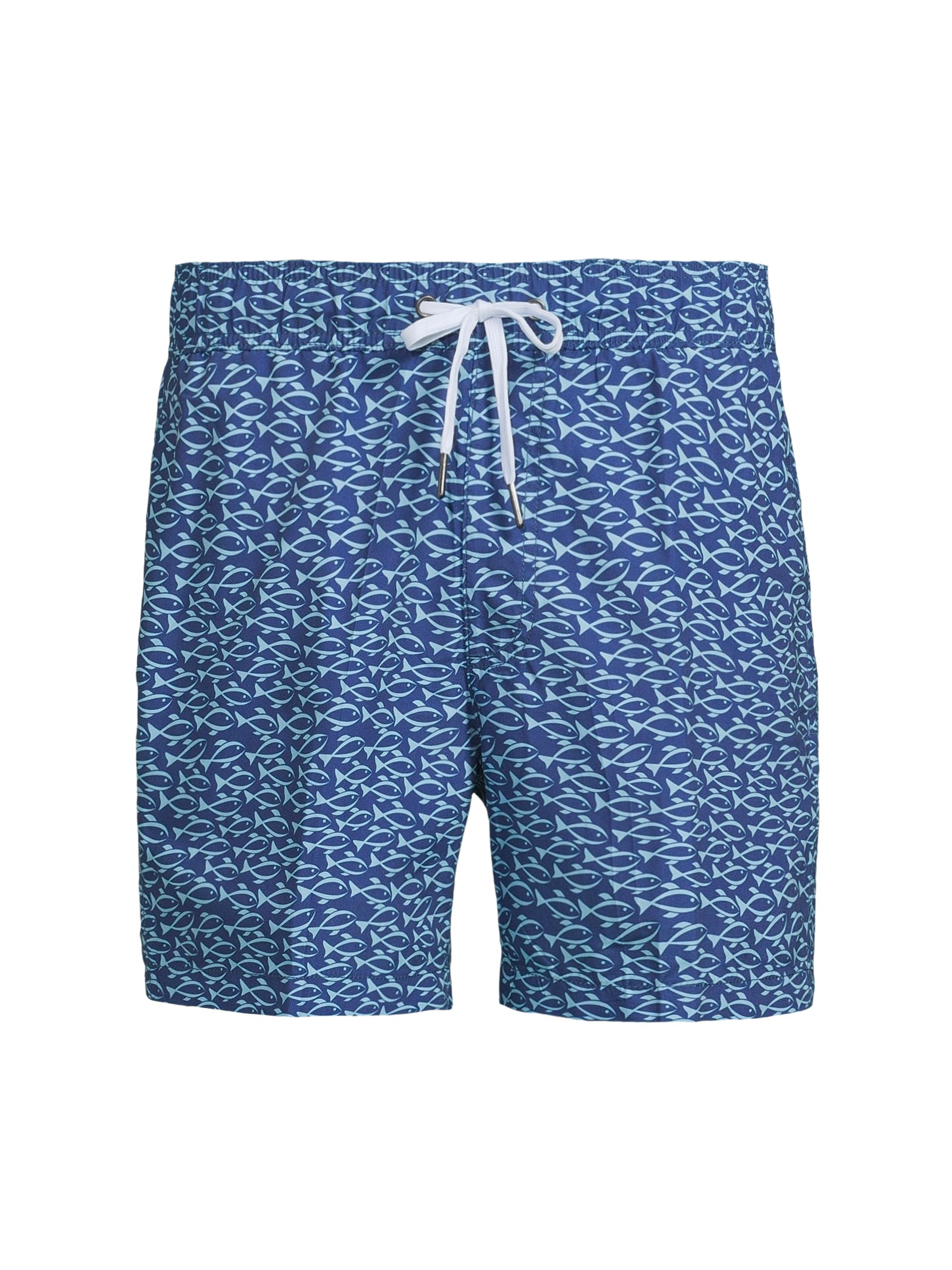 Saks Fifth Avenue Men's COLLECTION Fish Swim Trunks - Navy True Blue