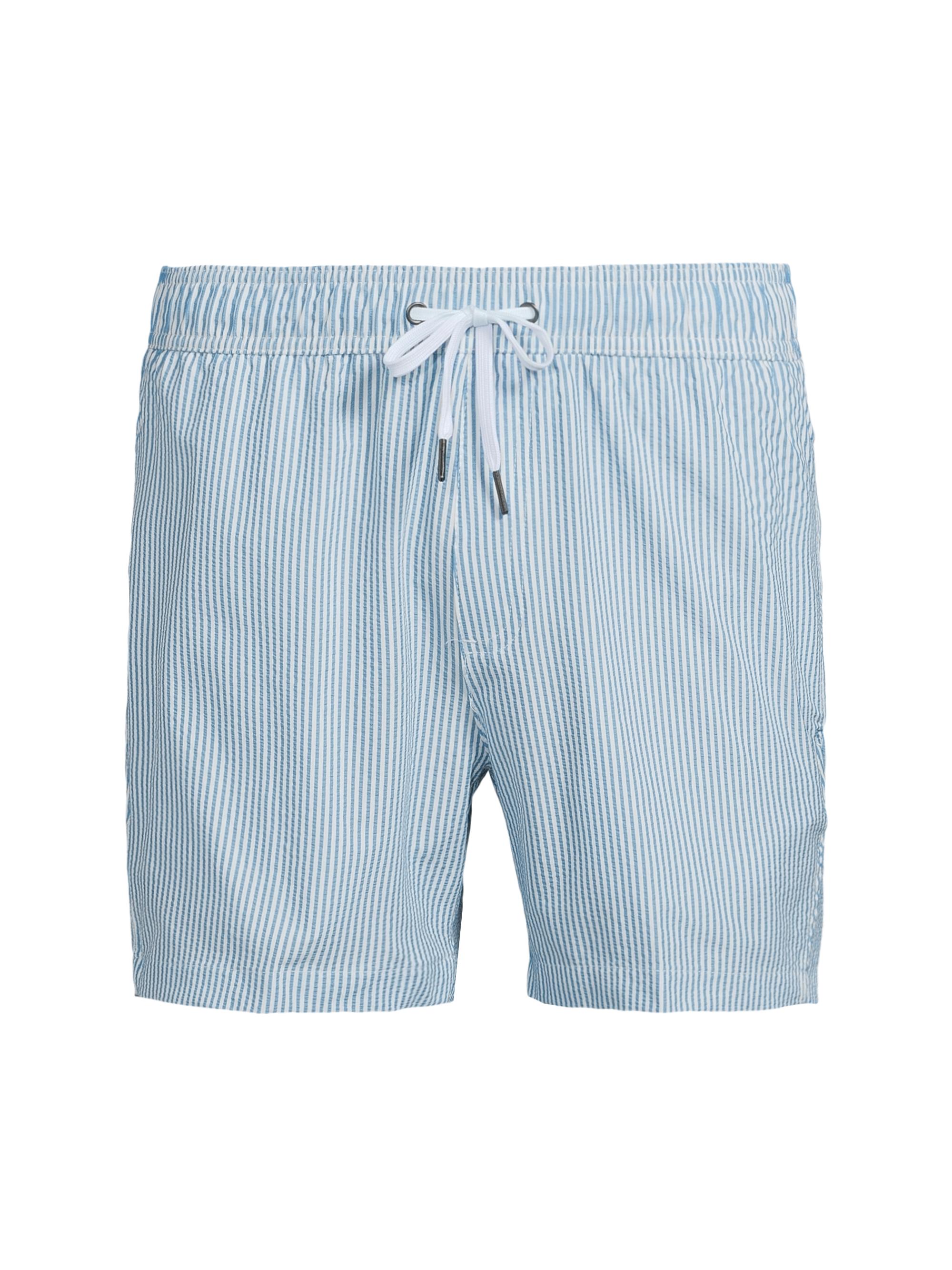 Saks Fifth Avenue Men's COLLECTION Seersucker Swim Trunks - Blue White