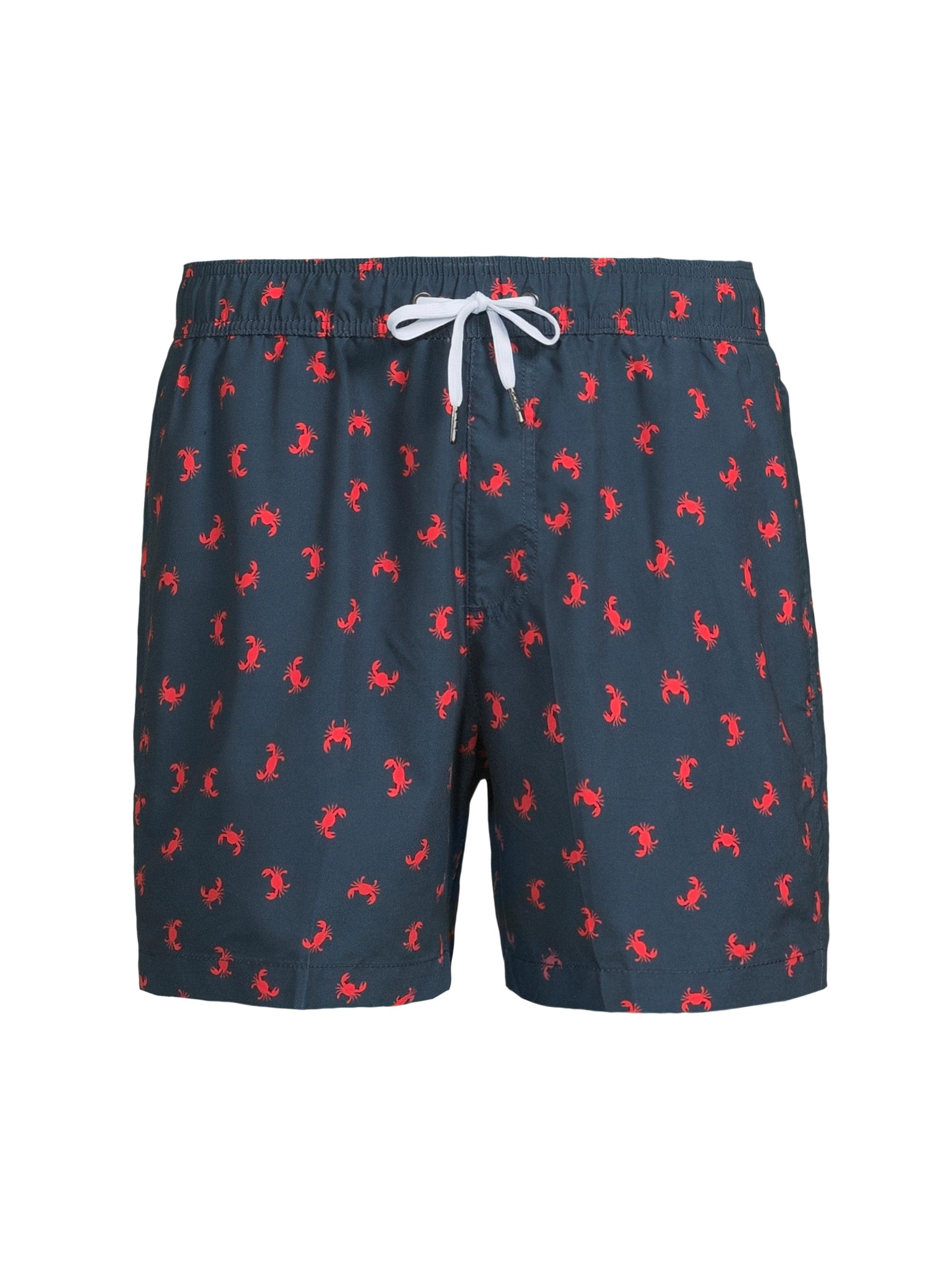 Saks Fifth Avenue Men's COLLECTION Micro Crabs Swim Trunks - Deep Navy Red