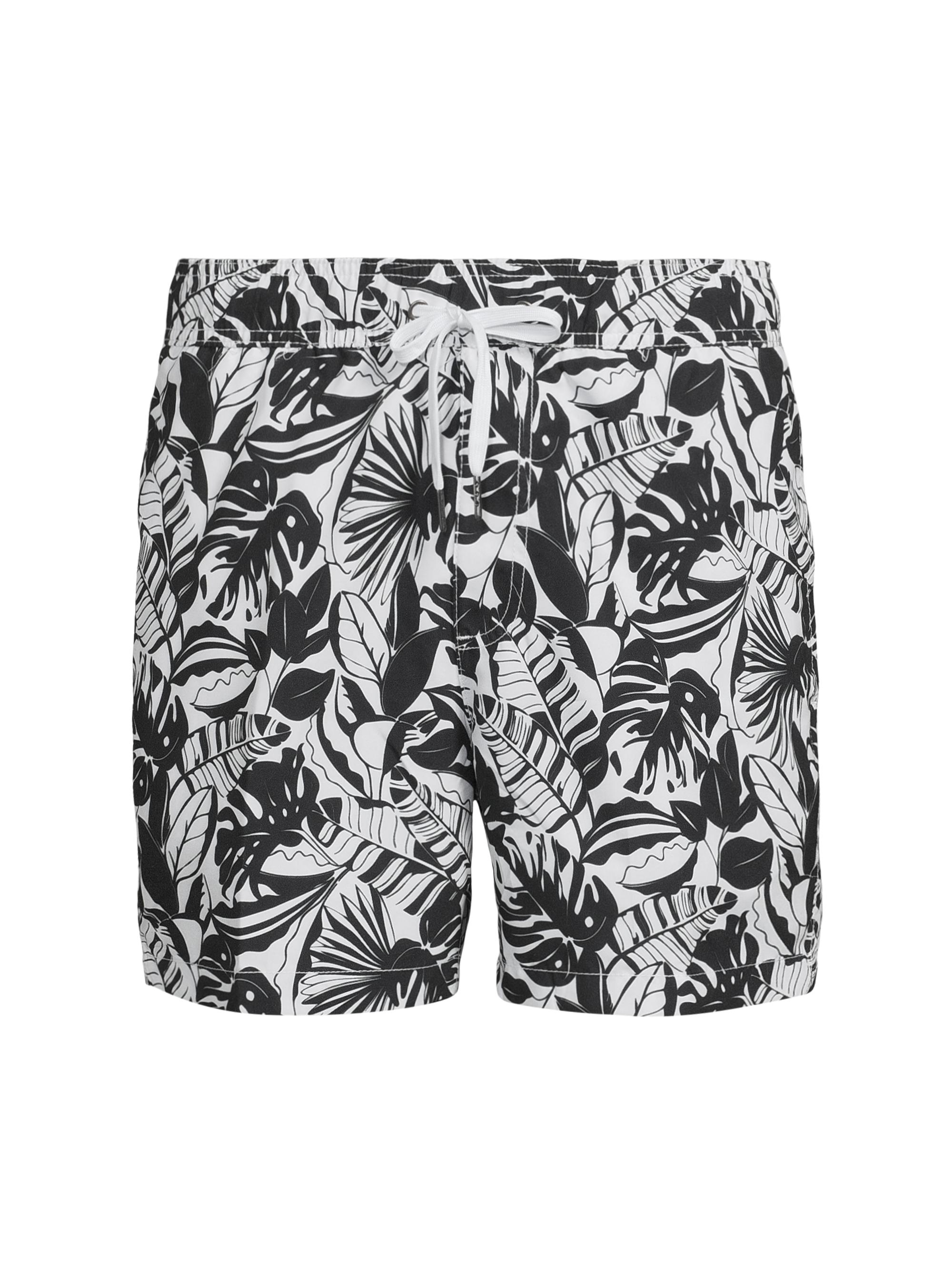 Saks Fifth Avenue Men's COLLECTION Graphic Tropics Swim Trunks - White Black