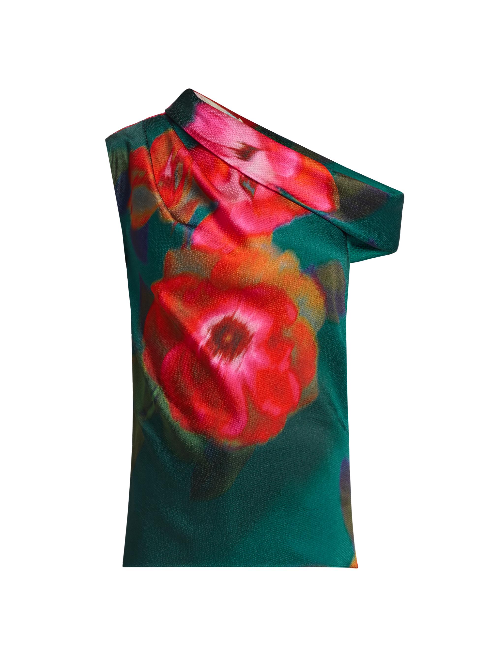 Figue Women's Gilda Floral Satin One-Shoulder Blouse - Floralteal