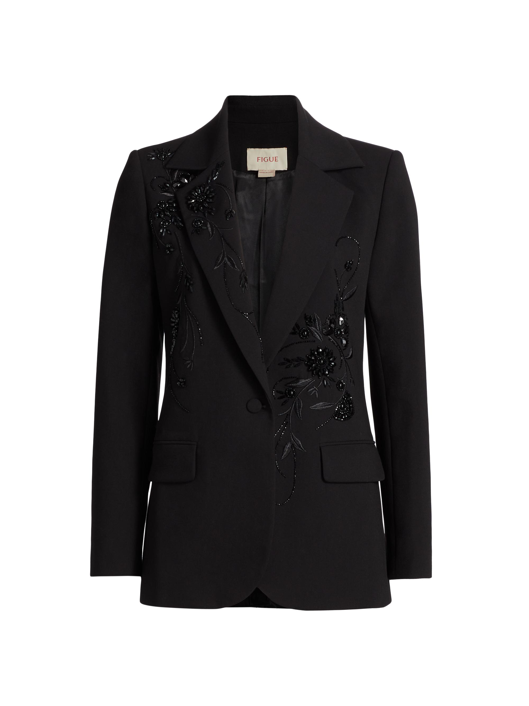 Figue Women's Robin Sequined Single-Breasted Blazer - Onyx Black