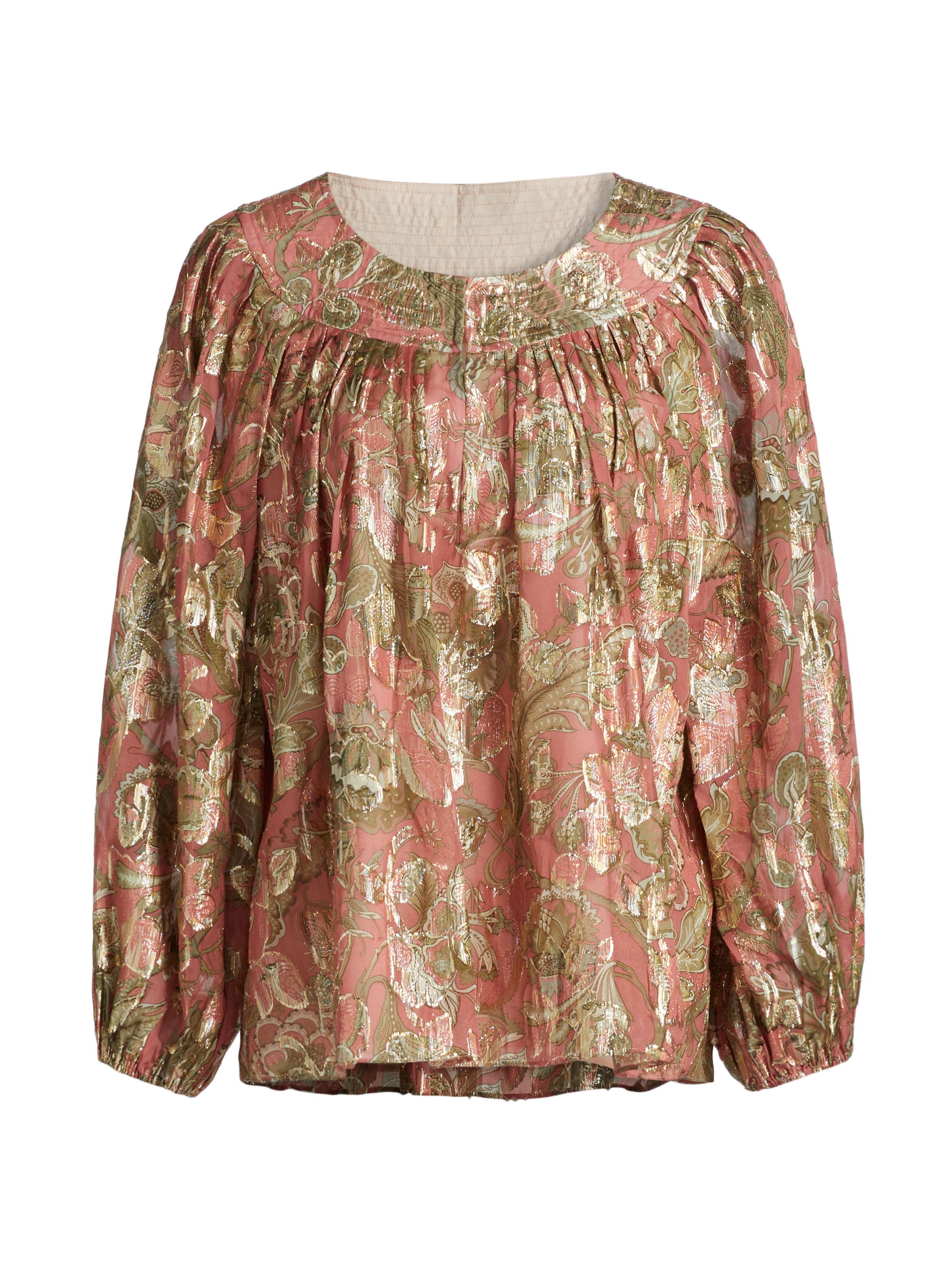 Figue Women's Tiana Metallic Floral Blouse - Floralblushedred