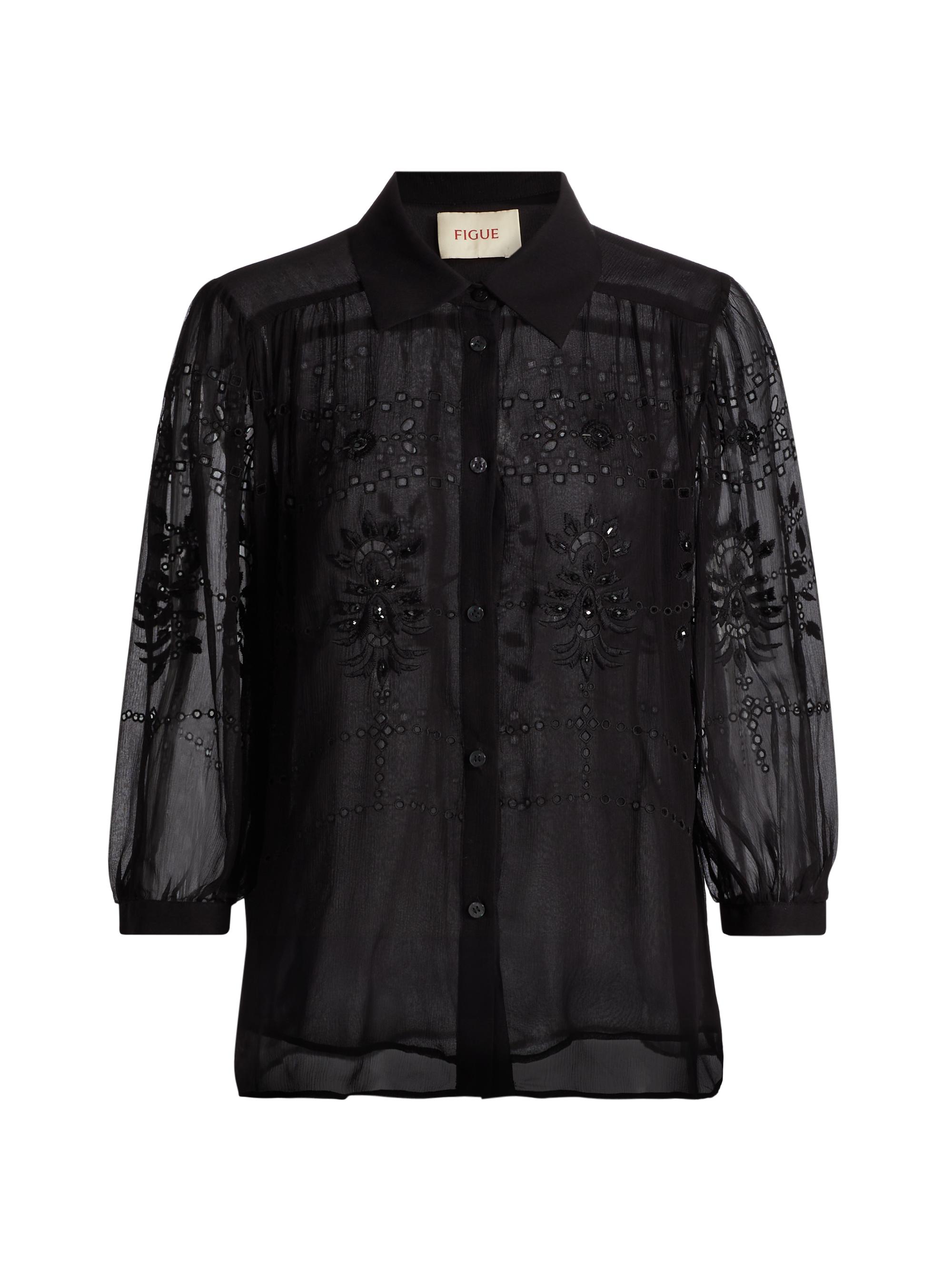 Figue Women's Serafina Silk Chiffon Shirt - Onyx Black