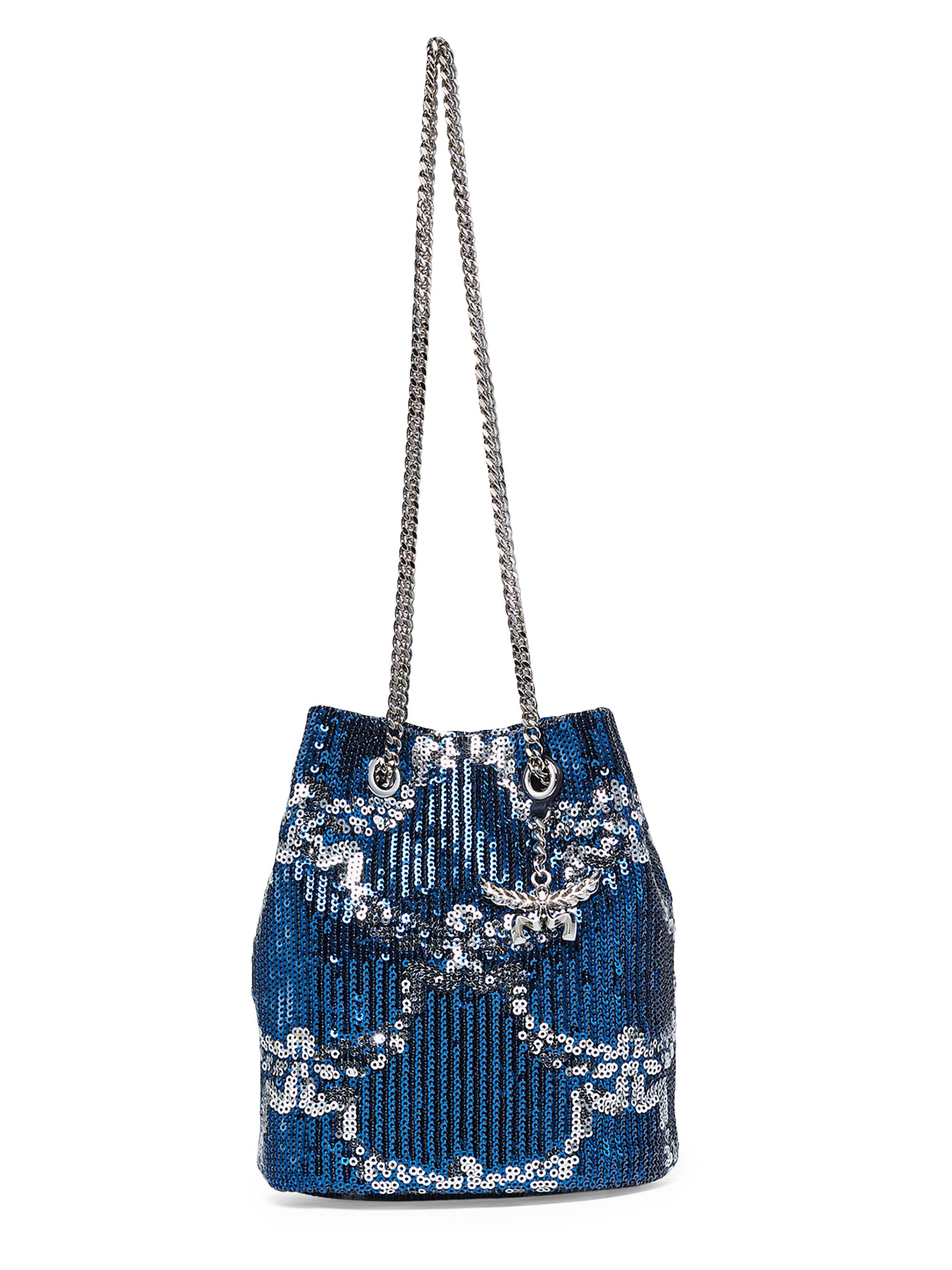 MCM Women's Himmel Sequin Logo Print Bucket Bag - Navy Blazer