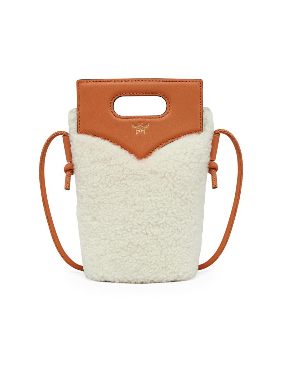 MCM Diamond Shearling & Leather Crossbody Bag | Saks Fifth Avenue
