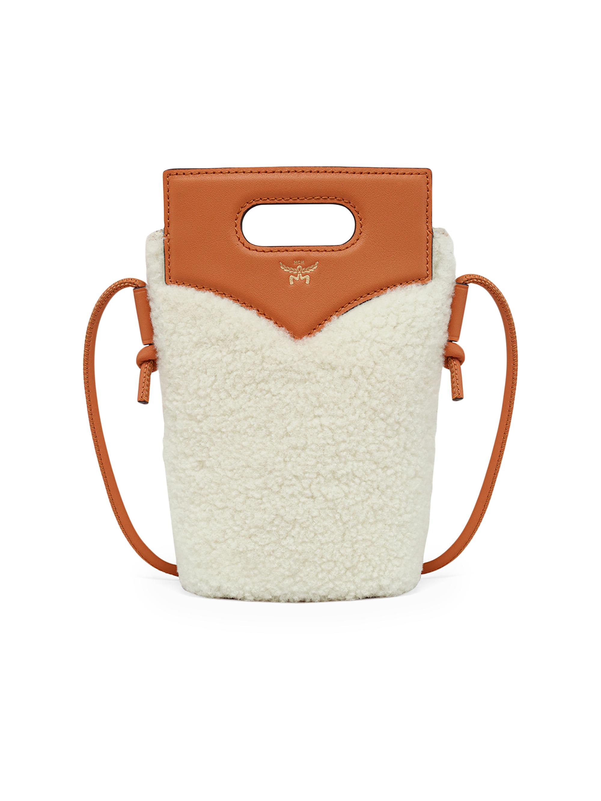 MCM Women's Diamond Shearling & Leather Crossbody Bag - White