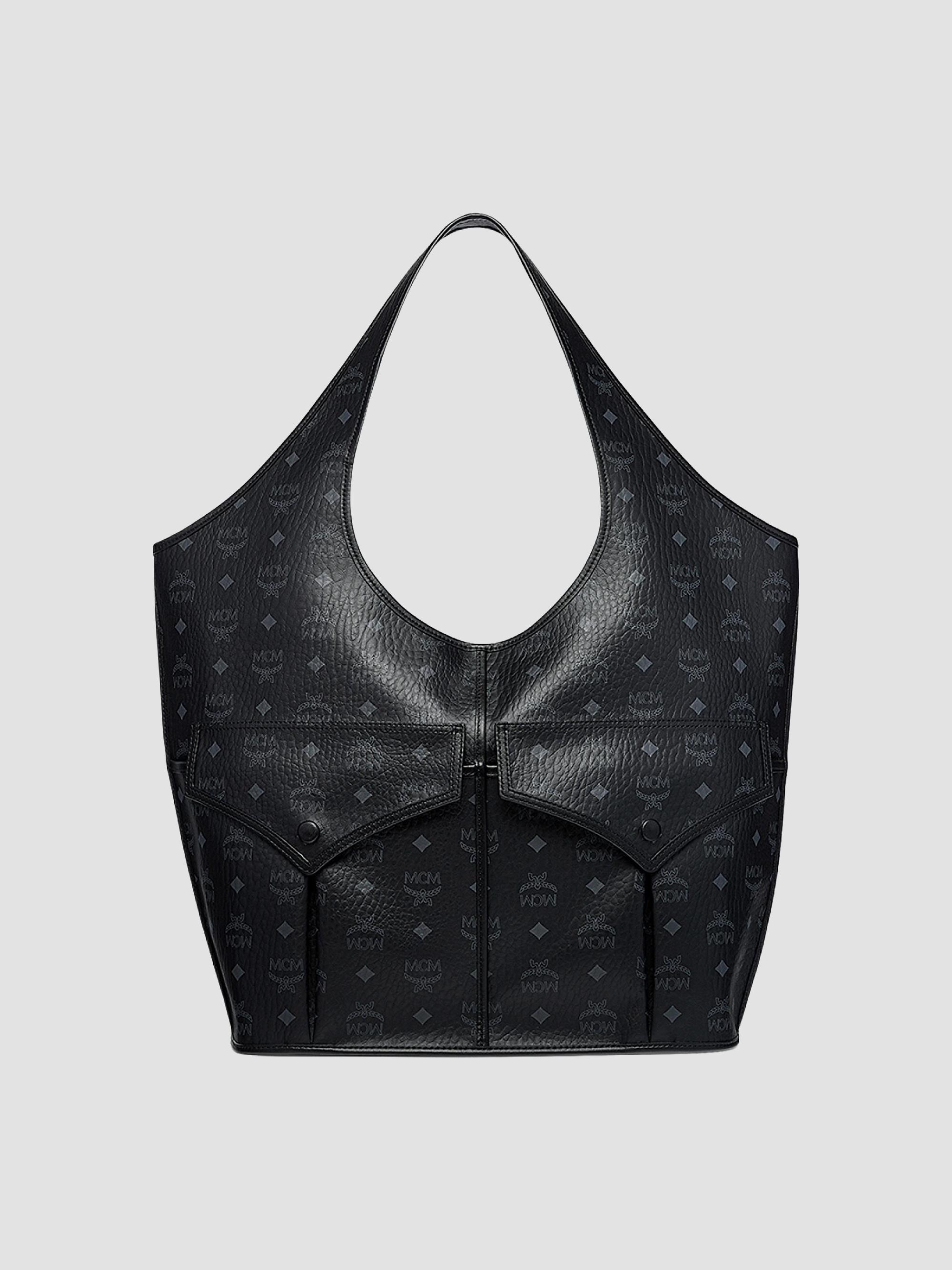 MCM Women's  Leni Visetos Canvas Shopper Tote Bag - Black