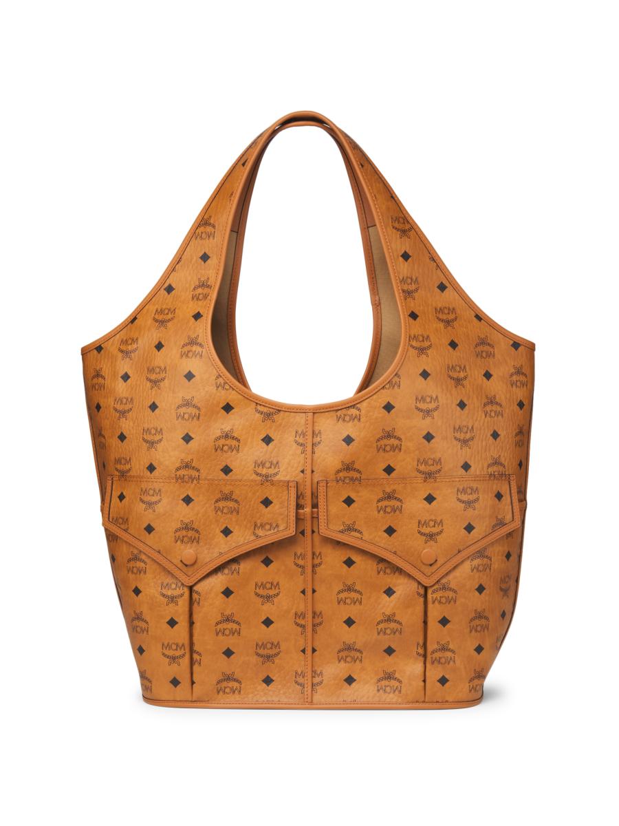Mcm Women's Xl Leni Visetos Canvas Shopper Tote Bag In Brown