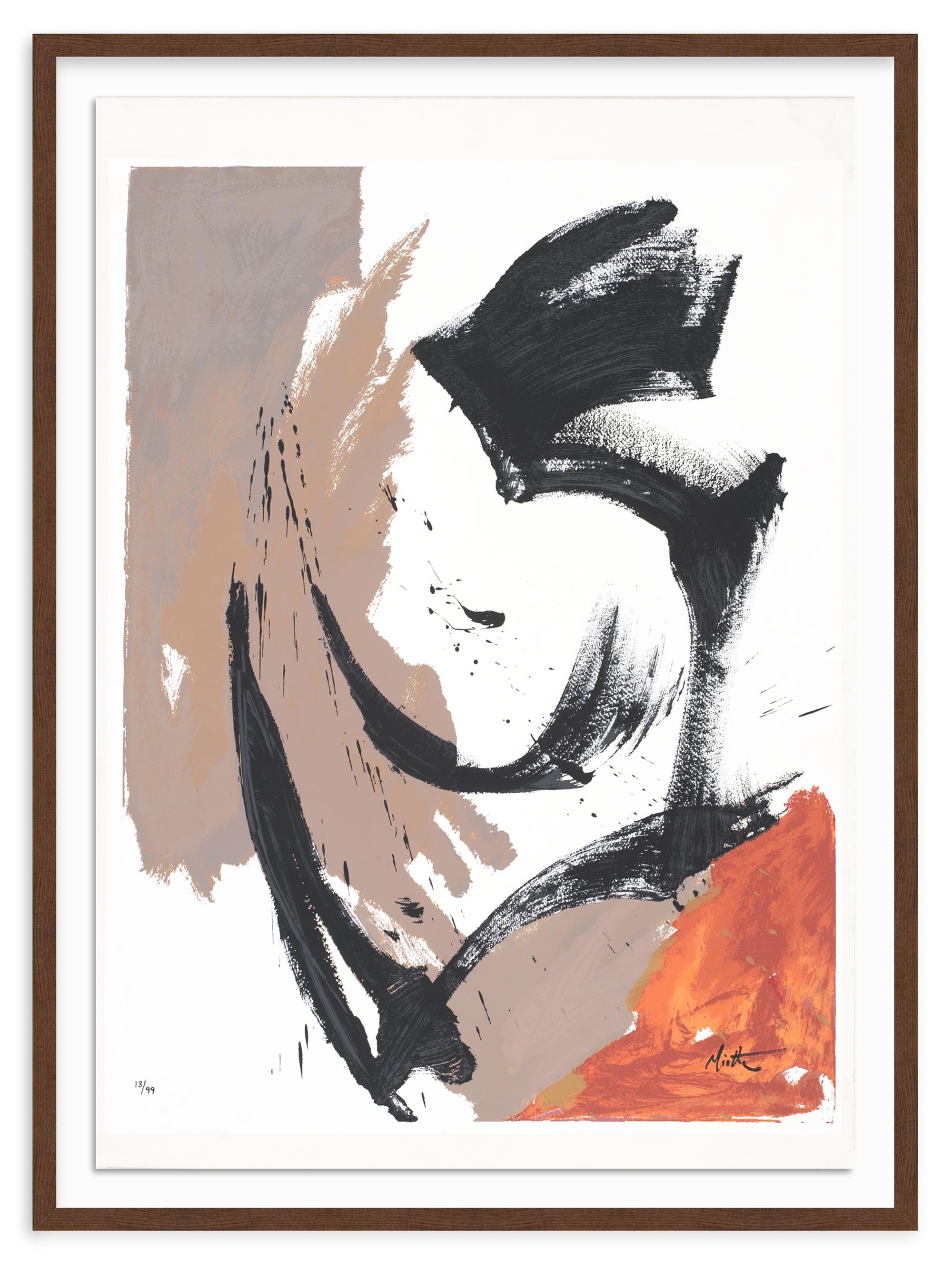 Jean Miotte ''Mancha roja''Framed Screenprint on Canvas, 41''x 30''