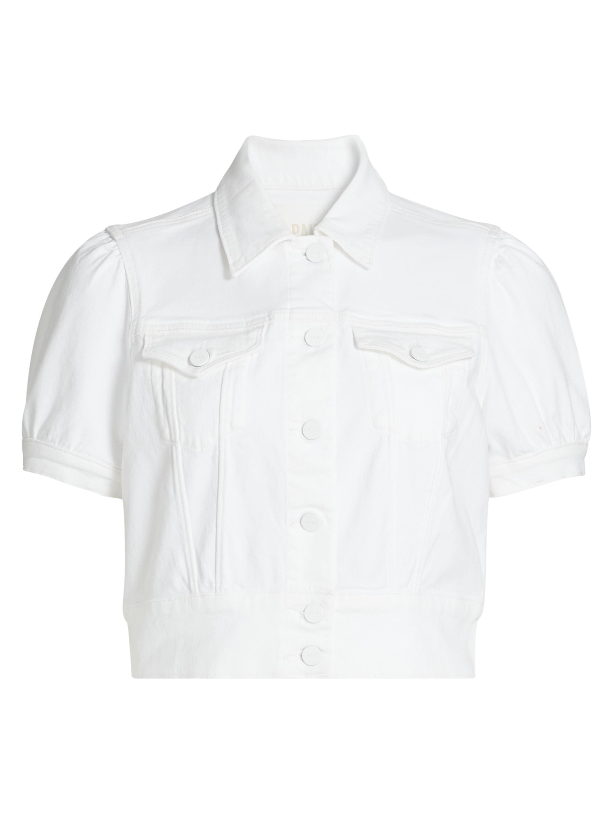 Paige Women's Kendra Denim Short-Sleeve Jacket - Crisp White