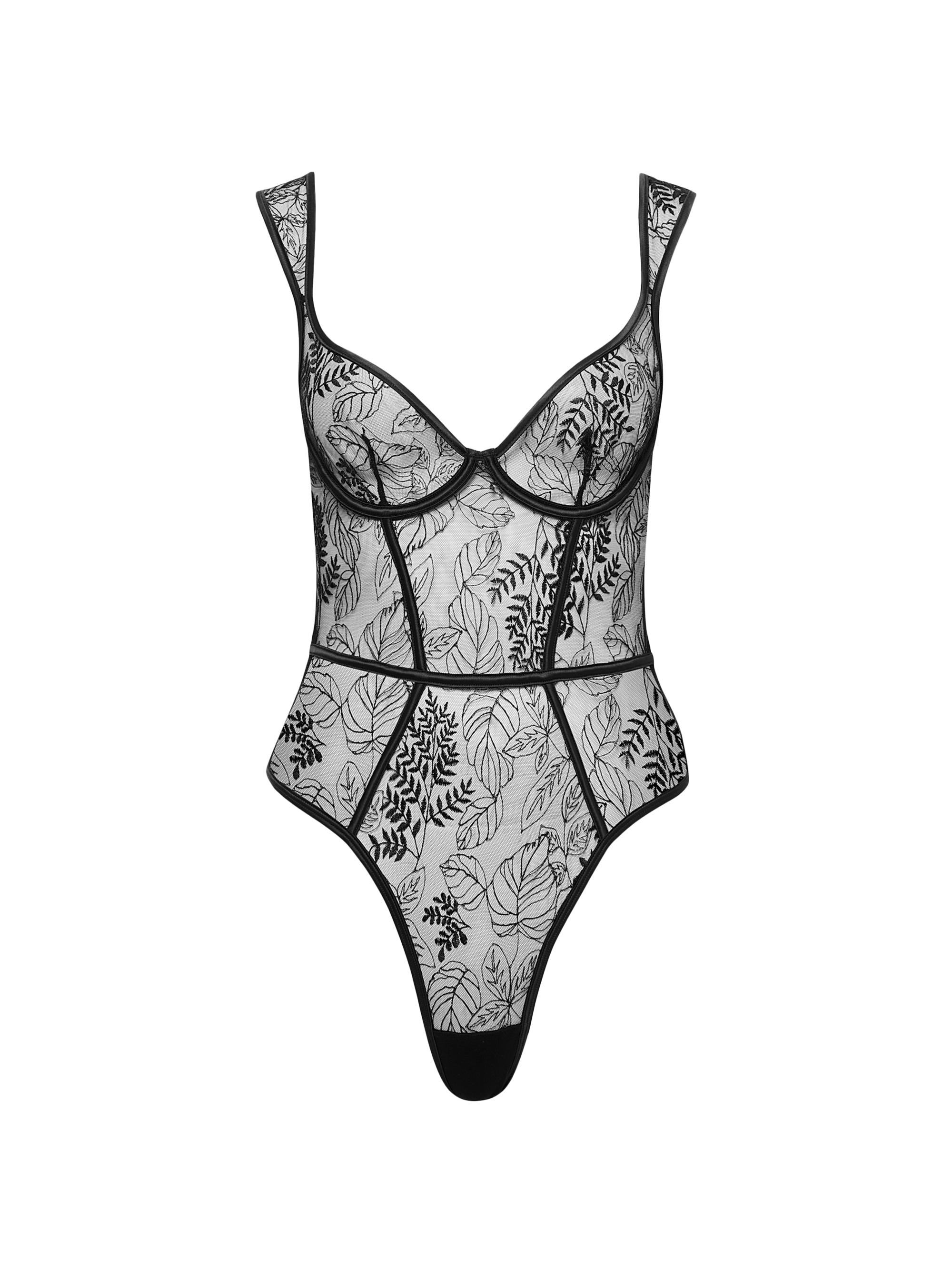 Bluebella Women's Botanical Mesh Strappy Bodysuit - Black