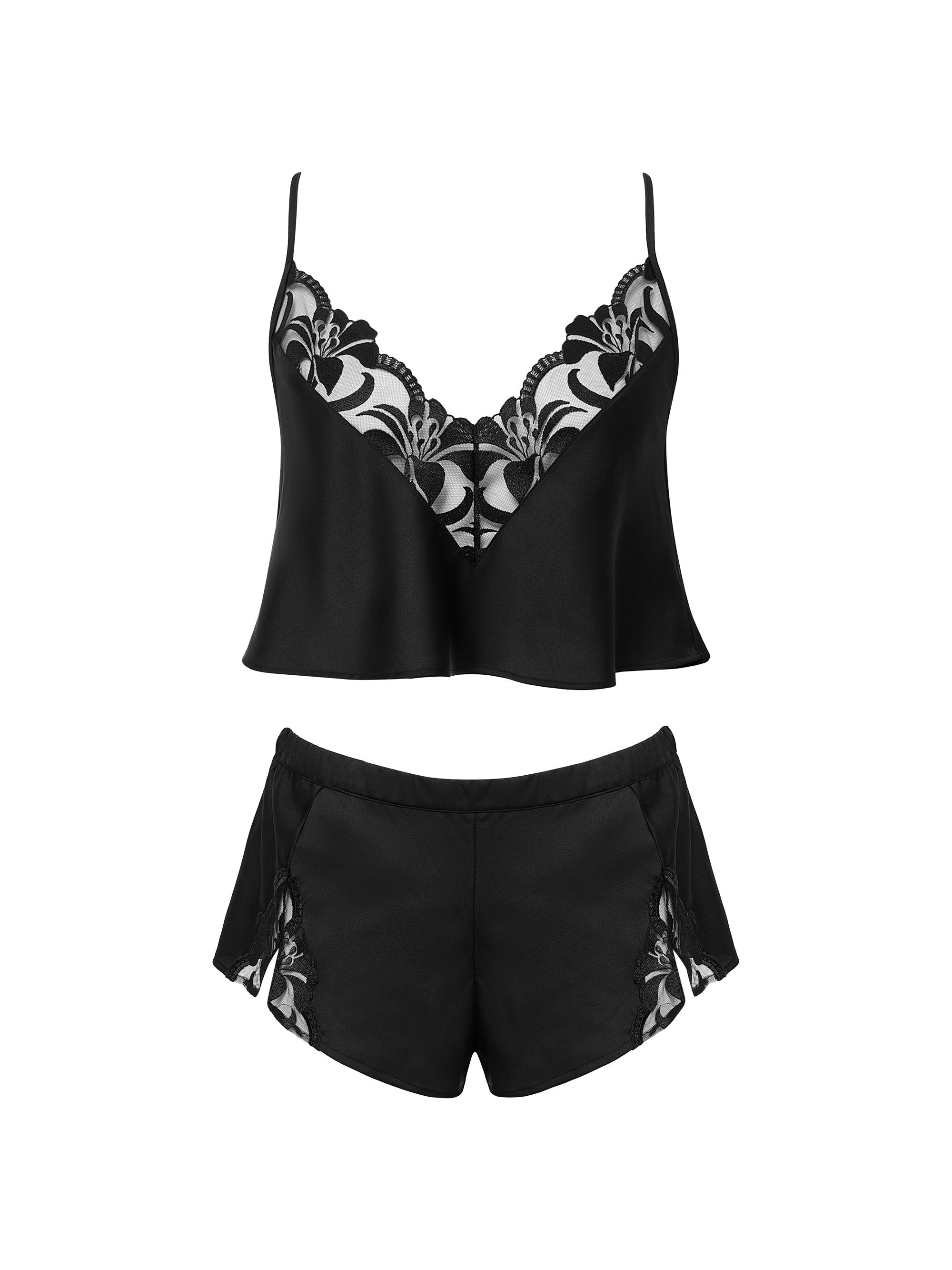 Bluebella Women's Satin Crop Camisole Set - Black