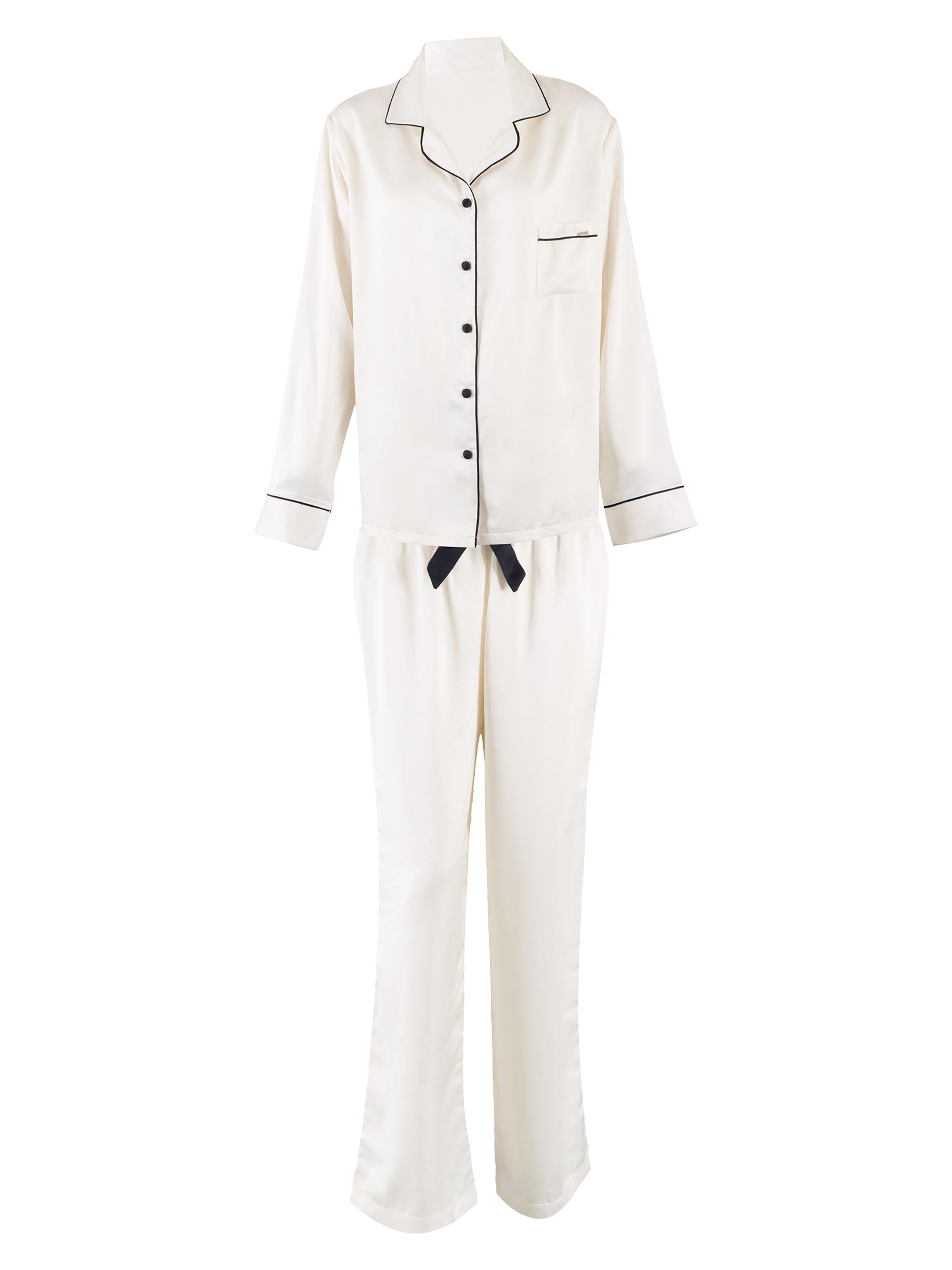 Bluebella Women's Satin Long Pajamas - Cream Black