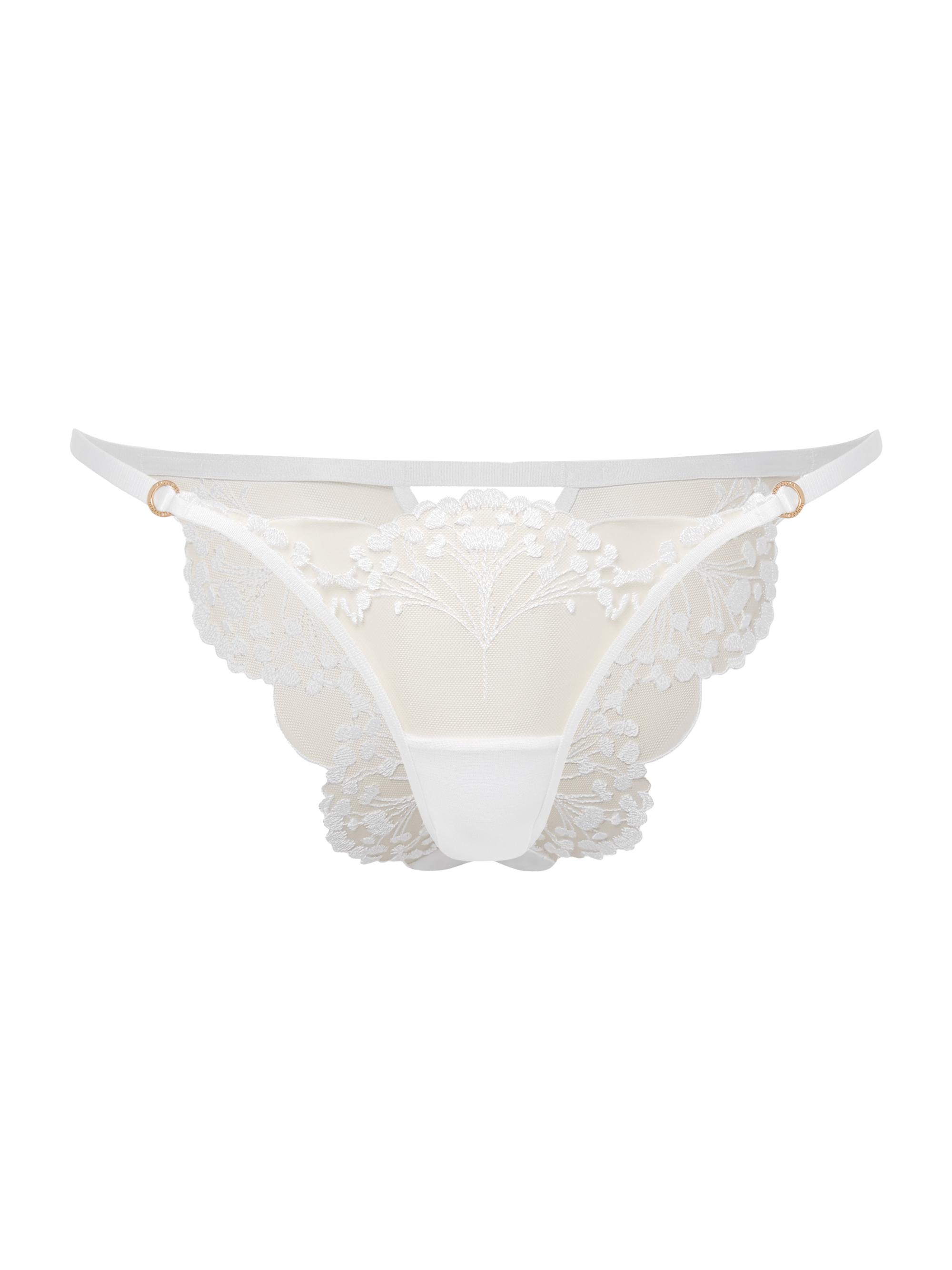 Bluebella Women's Embroidered Sheer Mesh Brief - White Sheer