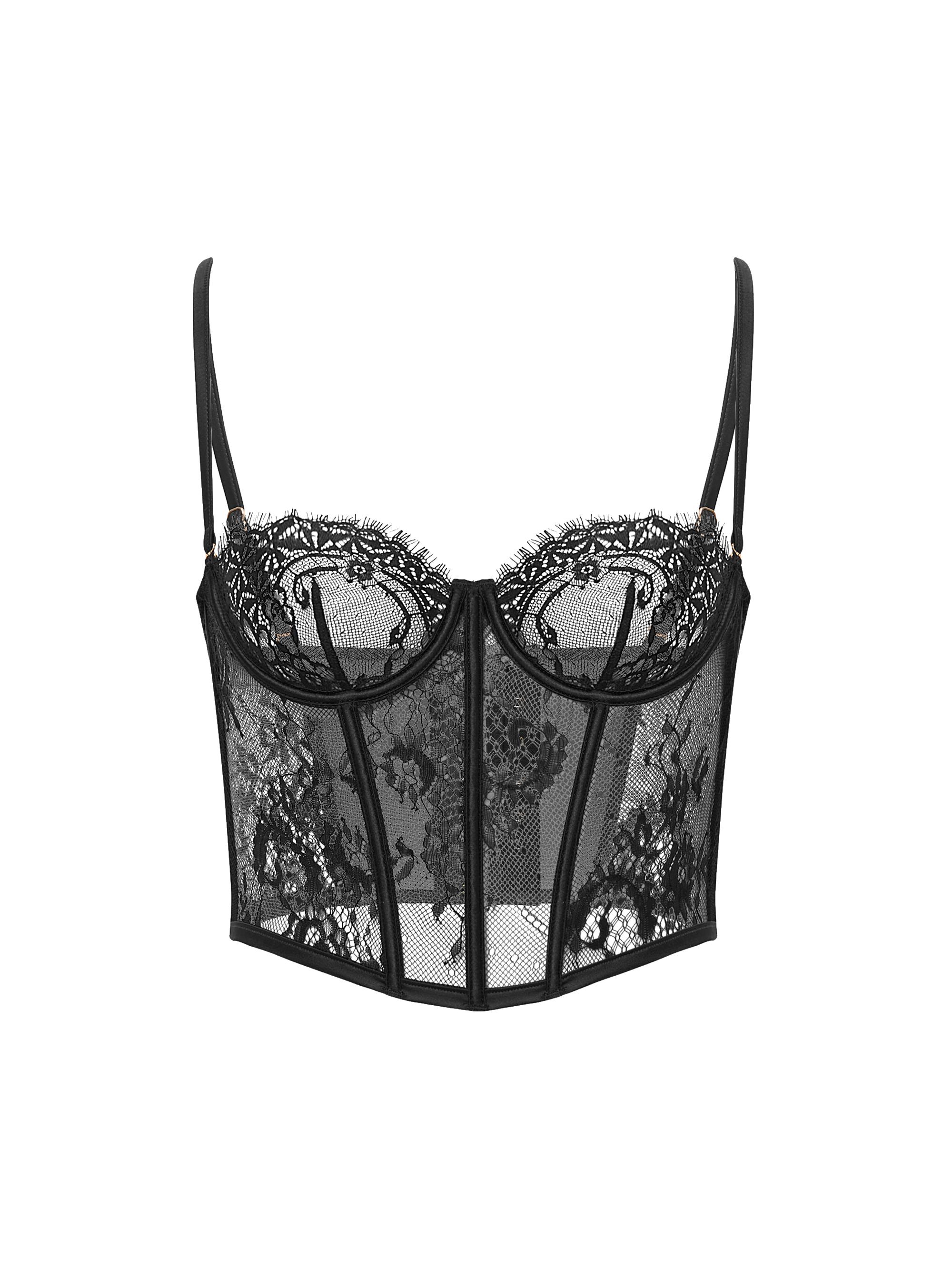 Bluebella Women's Floral Lace Underwire Bustier - Black