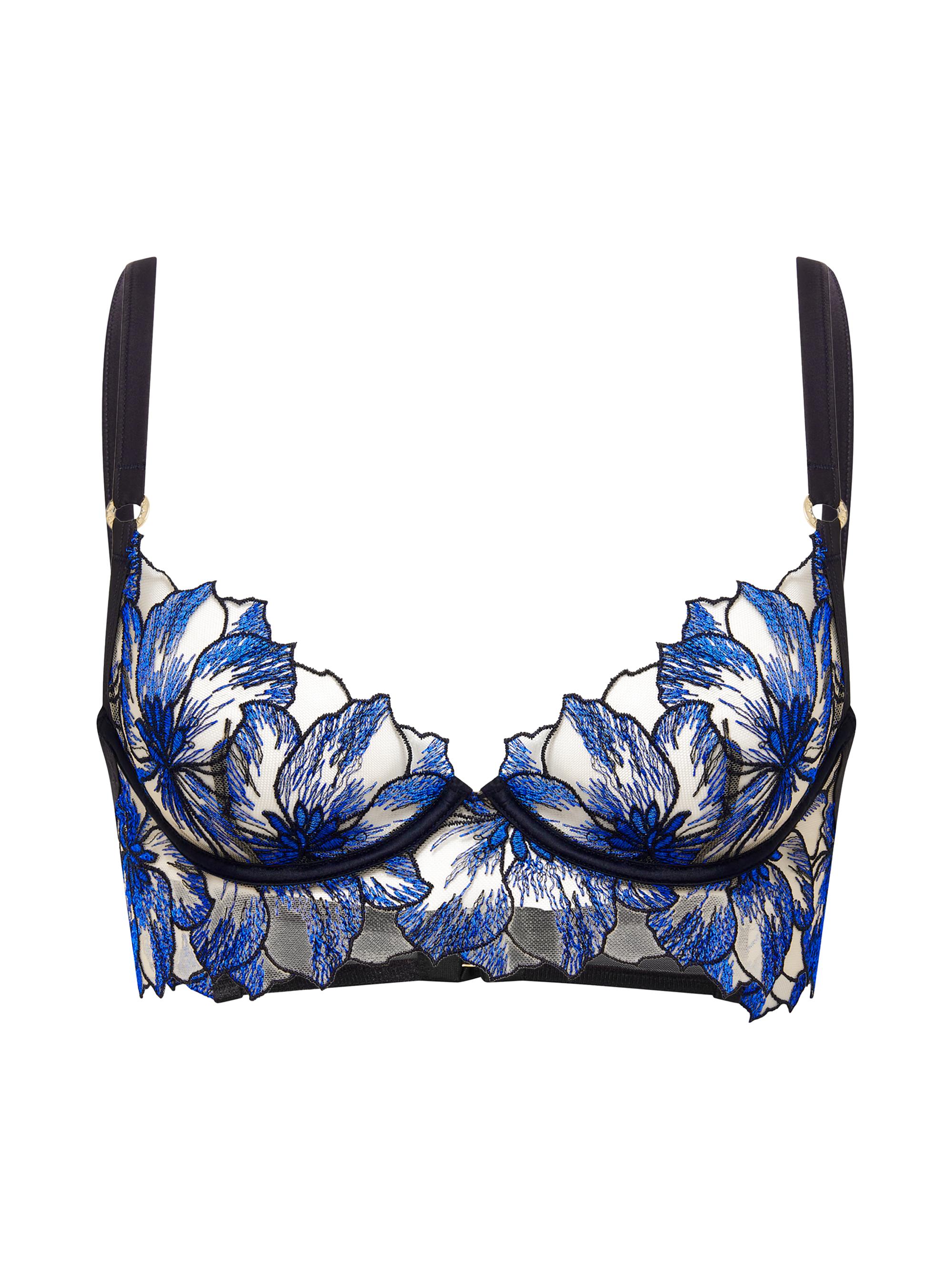Bluebella Women's Floral-Embroidered Mesh Bra - Egyptian Blue