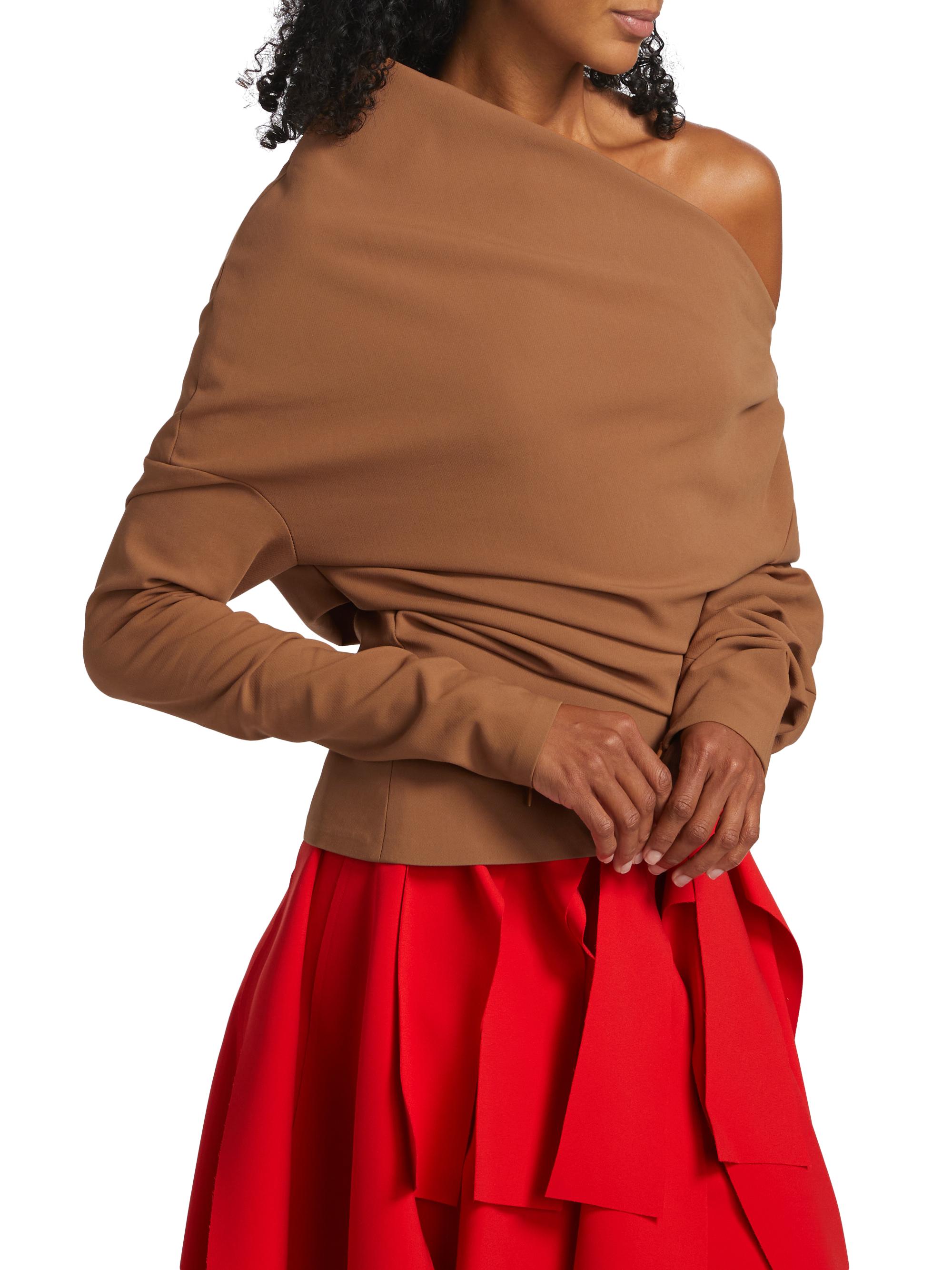 A.W.A.K.E. Mode Off-The-Shouder Asymmetric Long-Sleeve Top