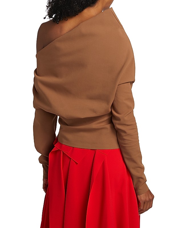 Shop A.W.A.K.E. Mode Off-The-Shouder Asymmetric Long-Sleeve Shop A.W.A.K.E. Mode Off-The-Shouder Asymmetric Long-Sleeve