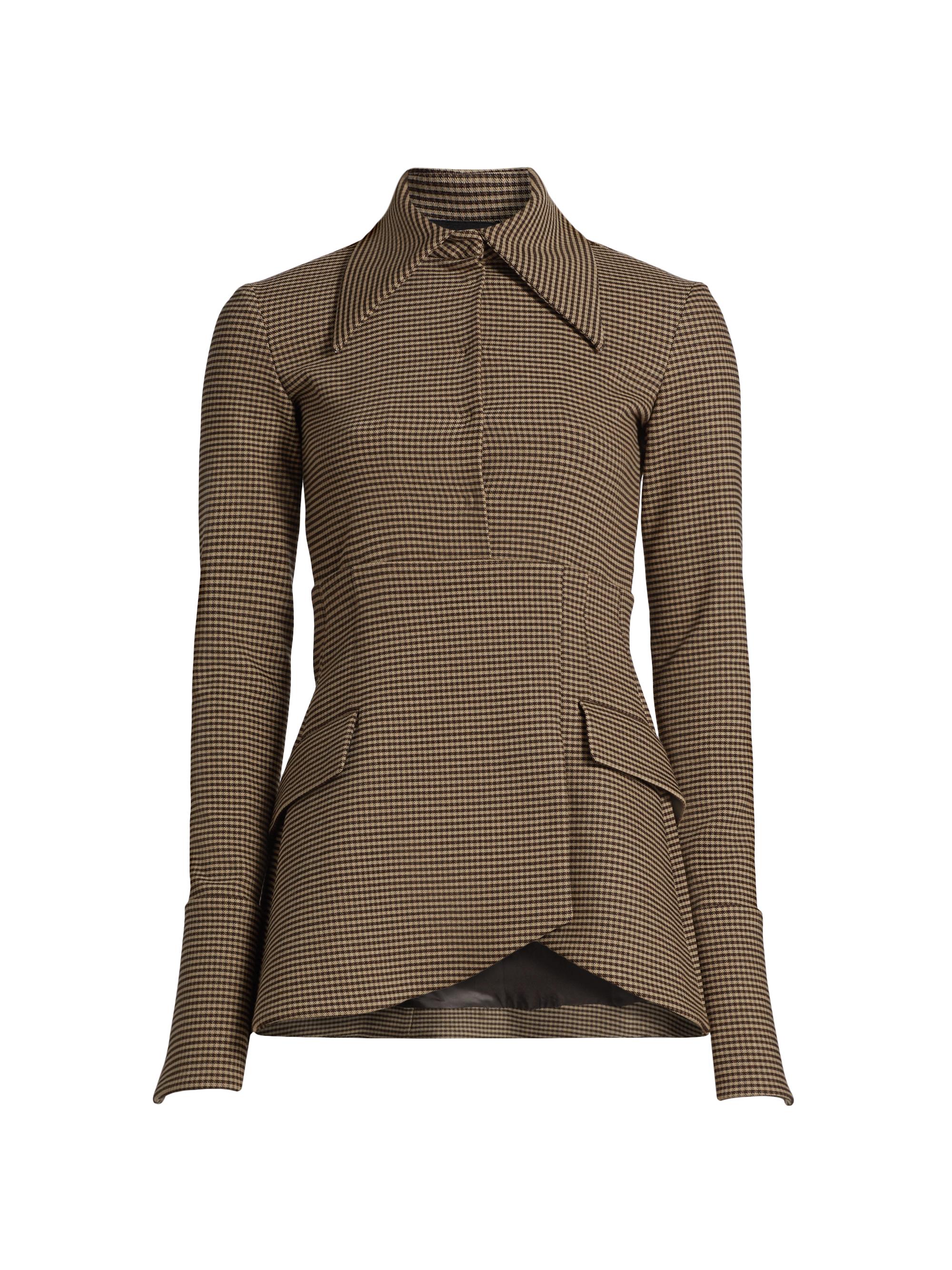 A.W.A.K.E. Mode Women's Basque Fitted Shirt - Gingham