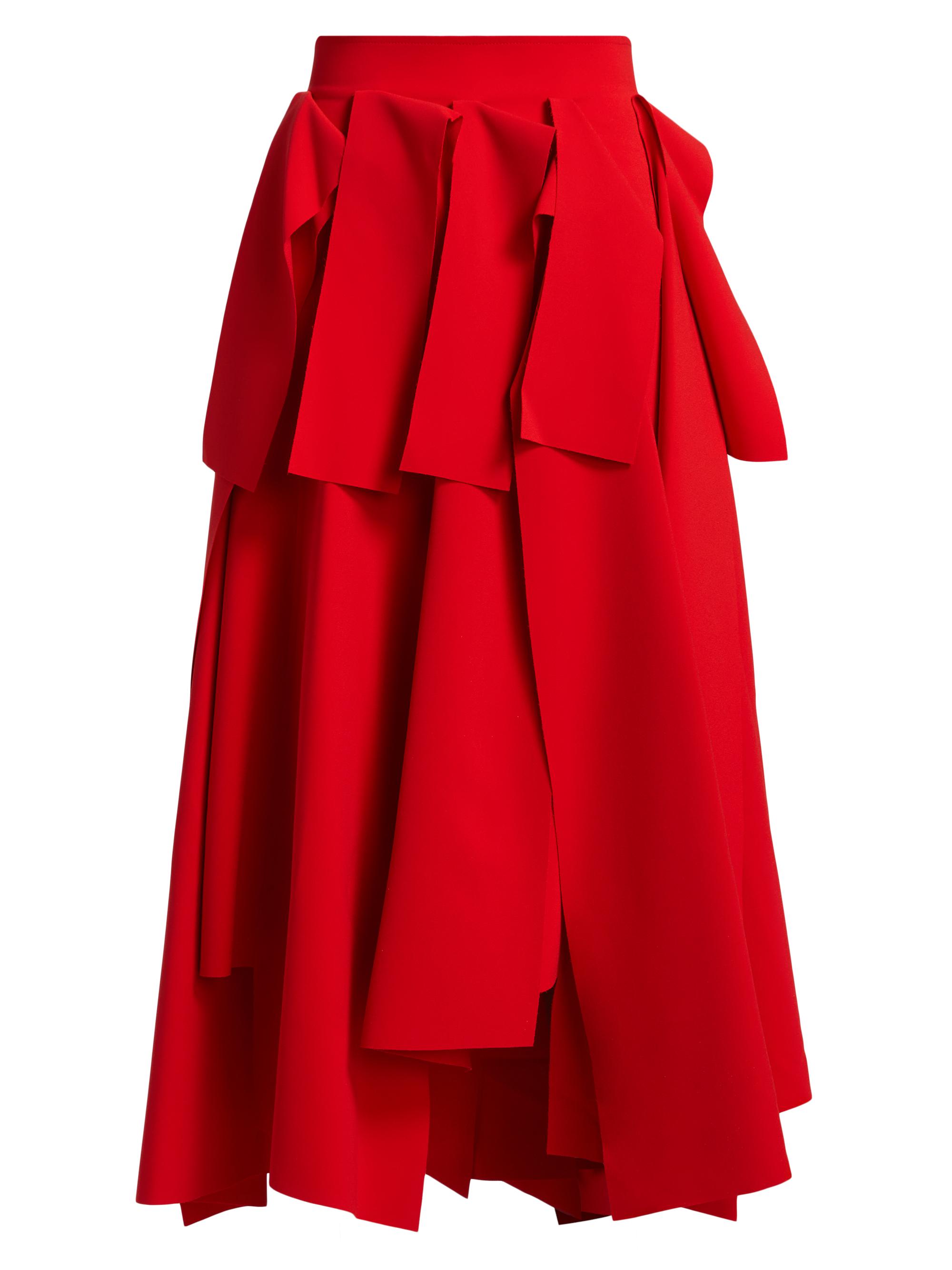 A.W.A.K.E. Mode Women's Asymmetric Panels Maxi Skirt - Red