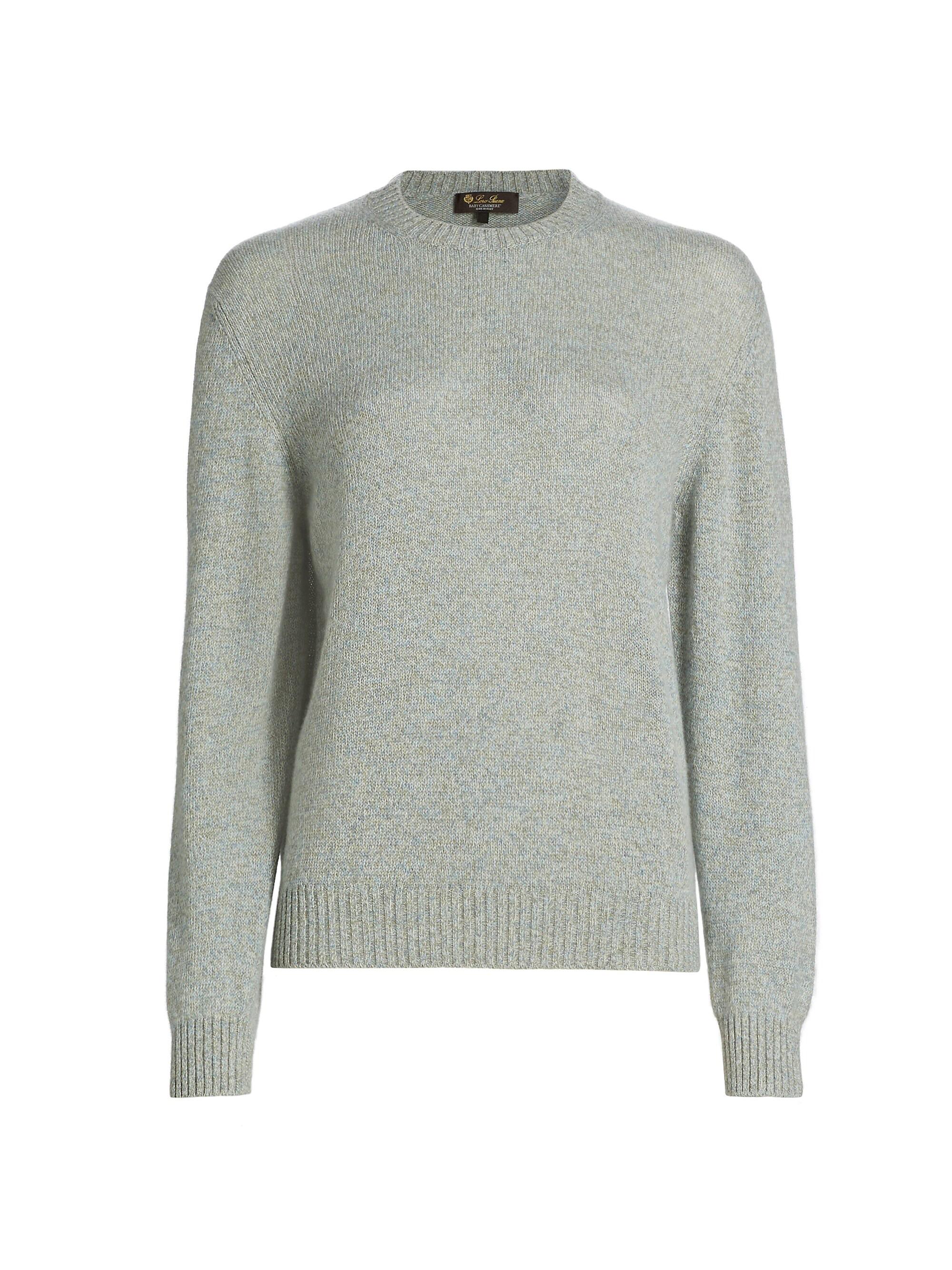 Loro Piana Women's Cellio Cashmere Crewneck Sweater - White Snow Star Dust