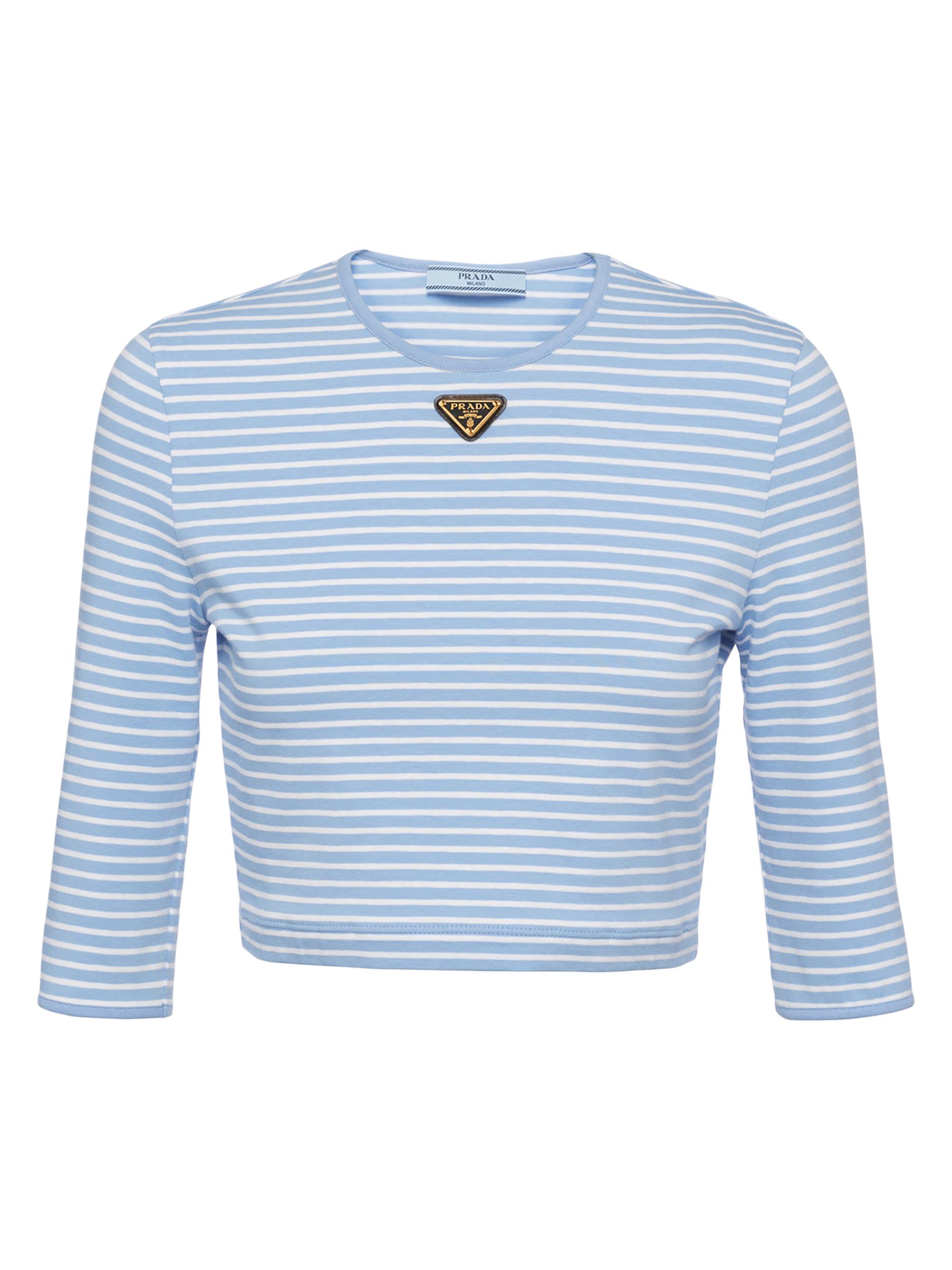 Prada Women's Striped Jersey Top - Blue