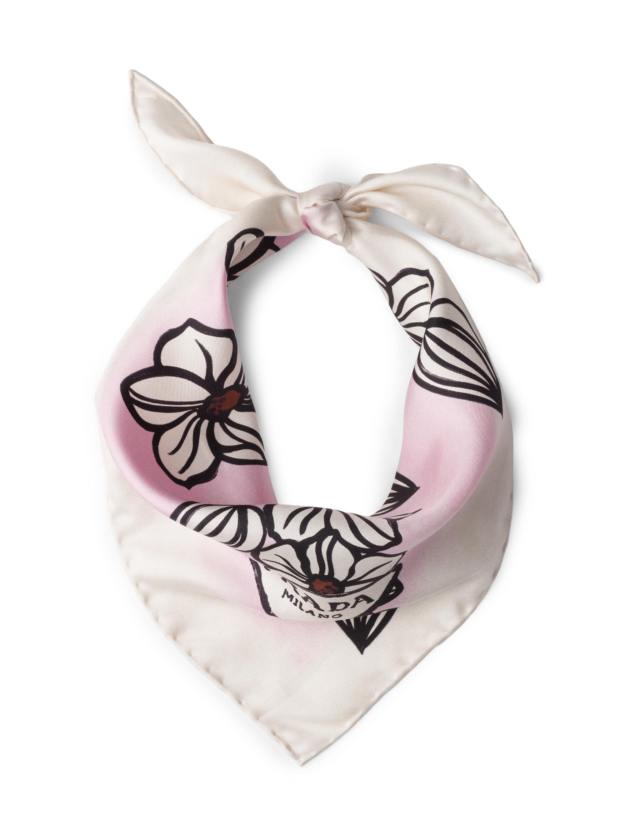 Prada Women's Printed Silk Twill Triangular Scarf - Pink