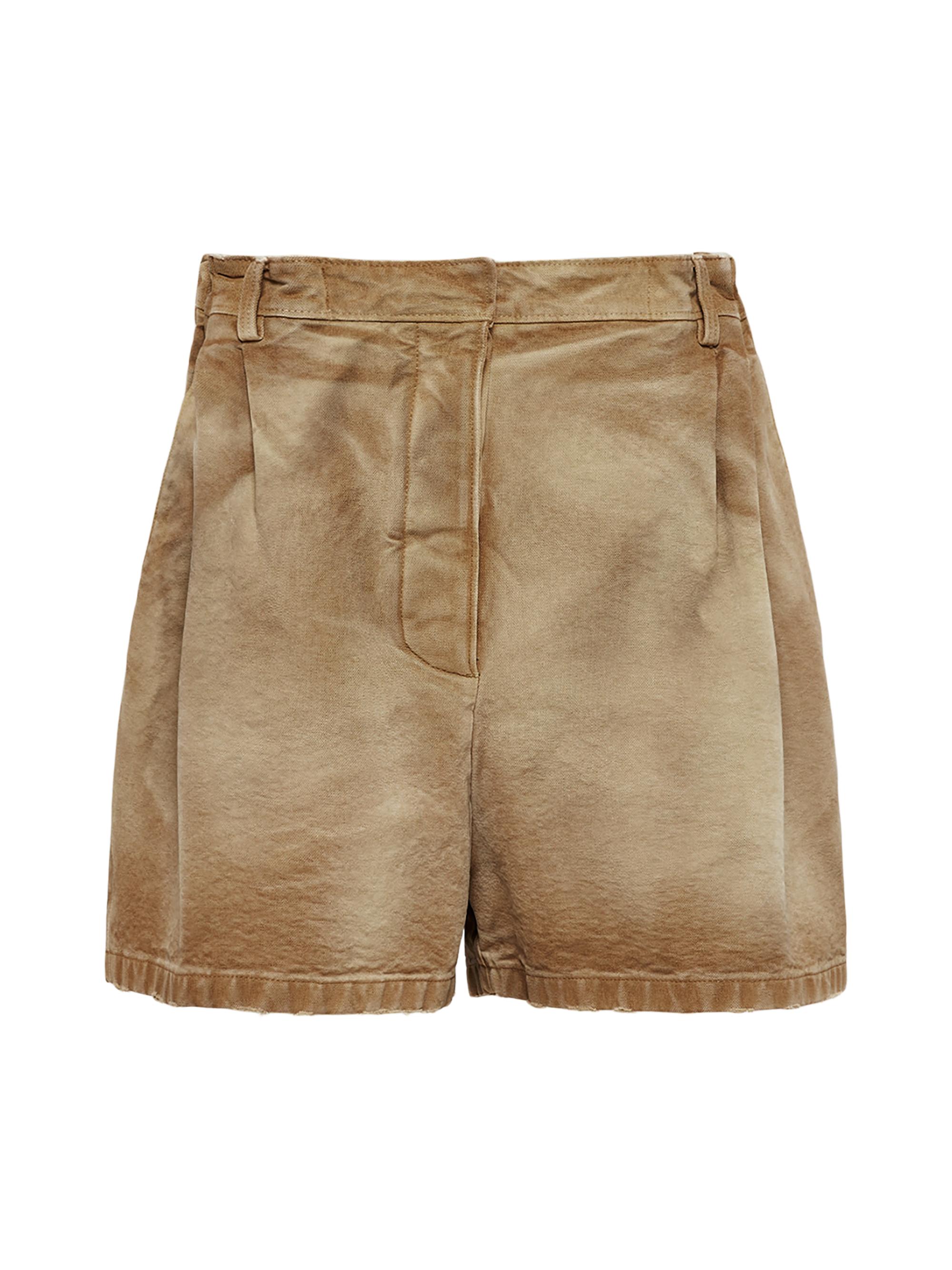 Prada Women's Canvas Shorts - Beige Khaki