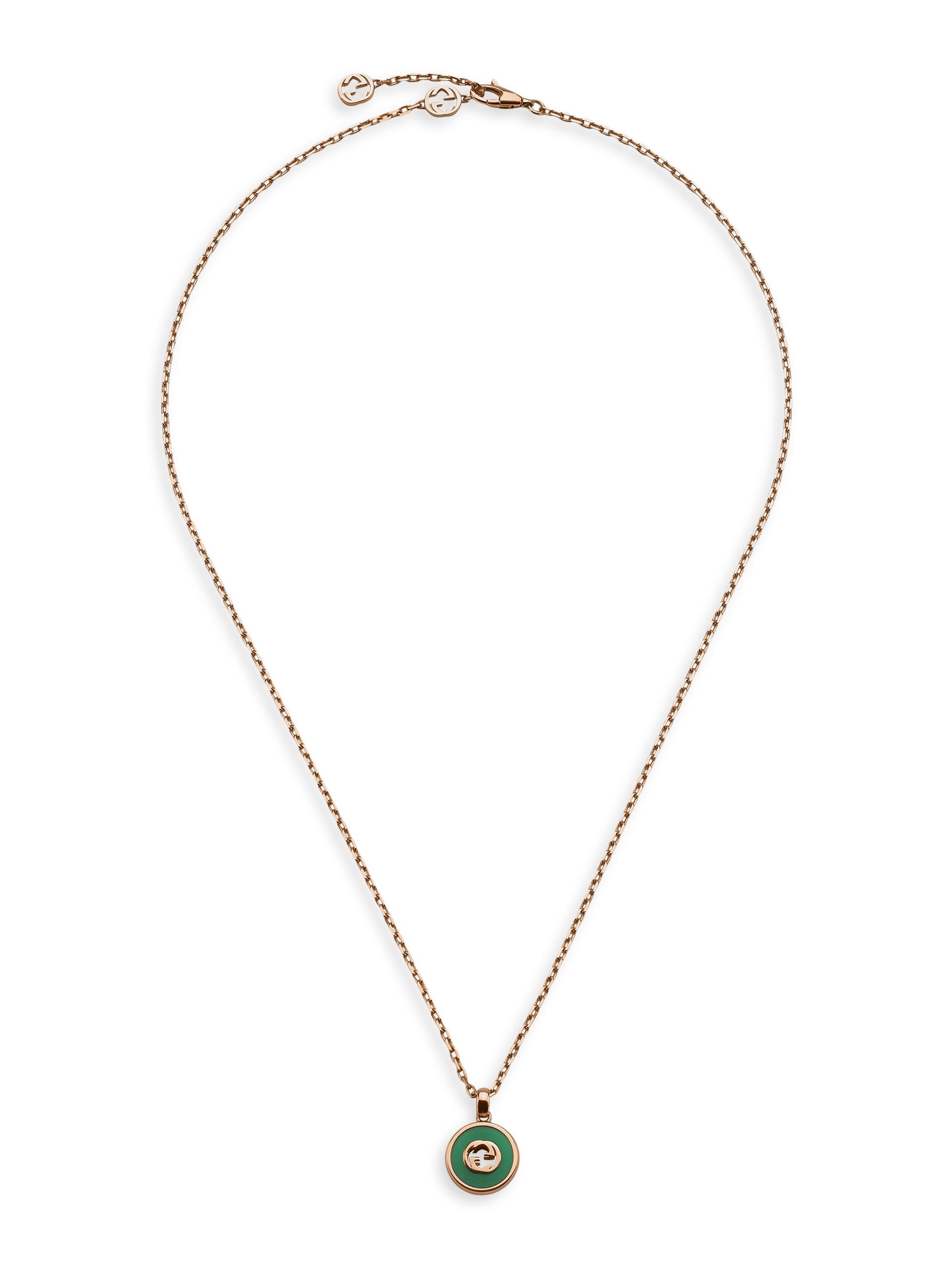 Gucci Interlocking G 18K Yellow Gold, Black Onyx & 0.021 TCW Diamond Chain Necklace - Pink Gold