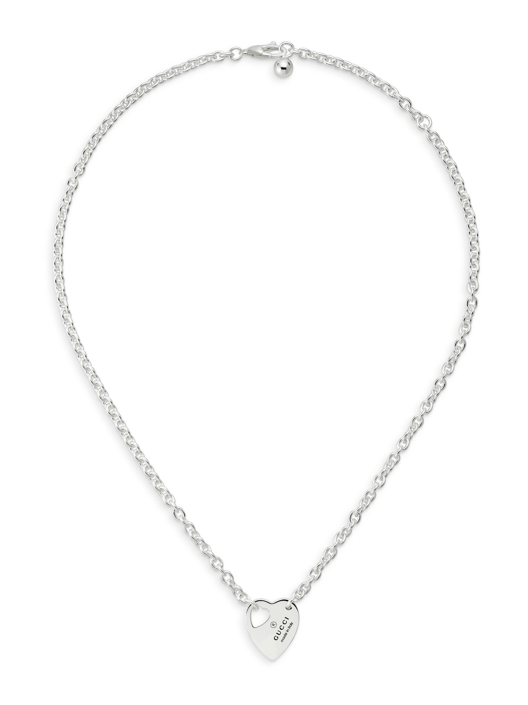 Gucci Women's Trademark Sterling Silver Heart Pendant Necklace - Silver