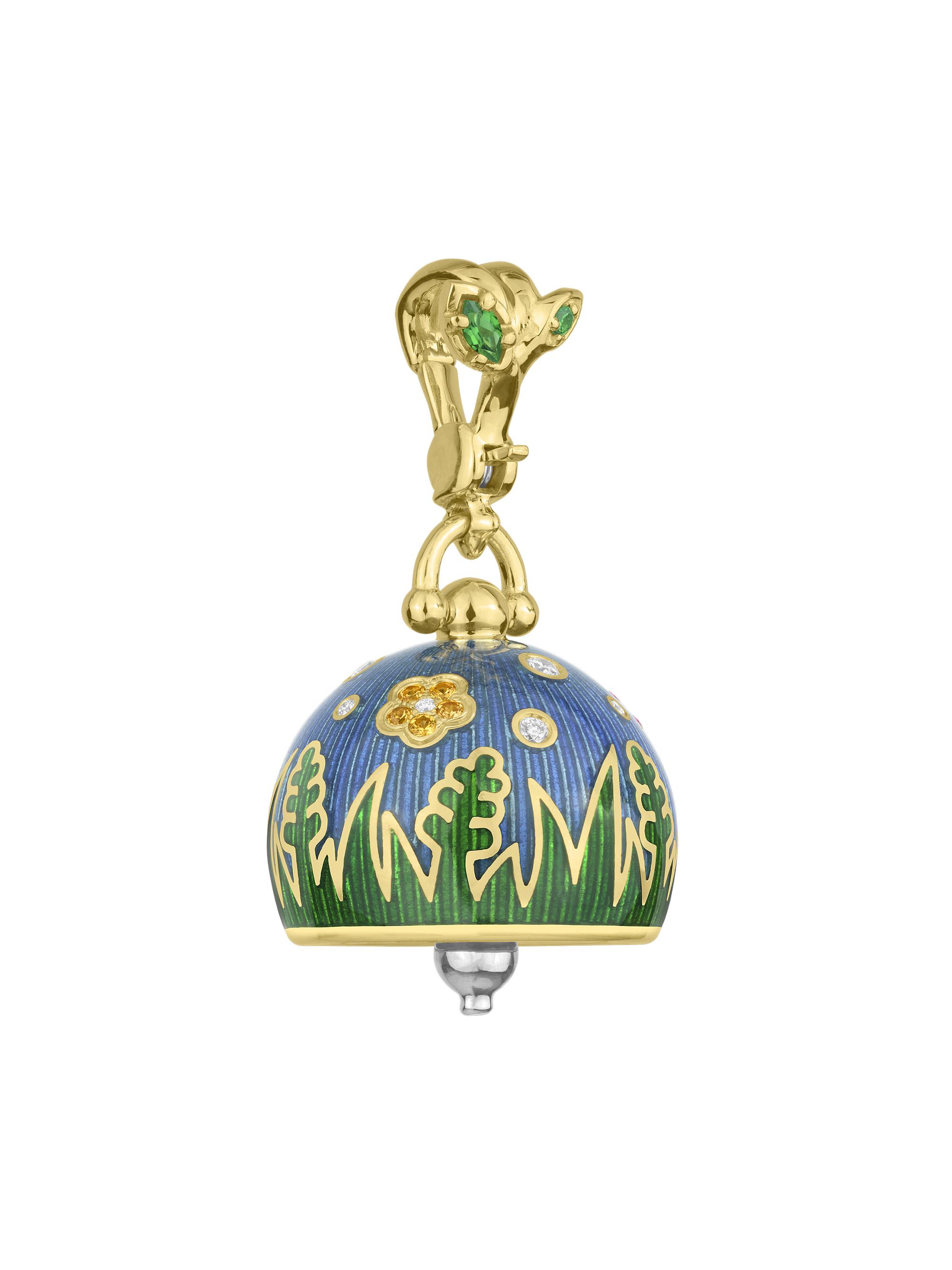 Paul Morelli Women's Wild Child Grass 18K Yellow Gold, Enamel & Multi-Gemstone Meditation Bell Charm - Yellow Gold